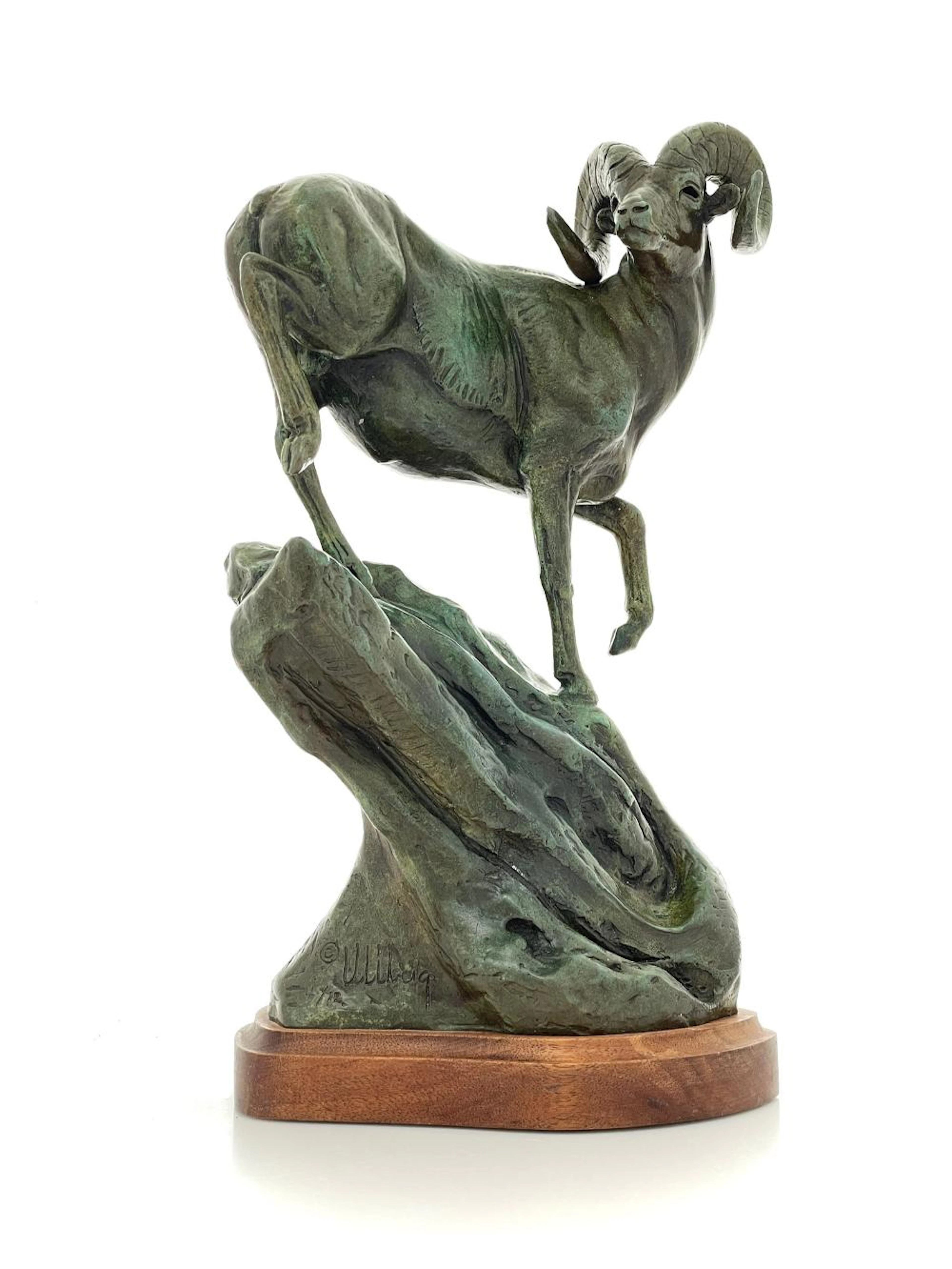 KENT ULLBERG "BIGHORN RAM" BRONZE SCULPTURE