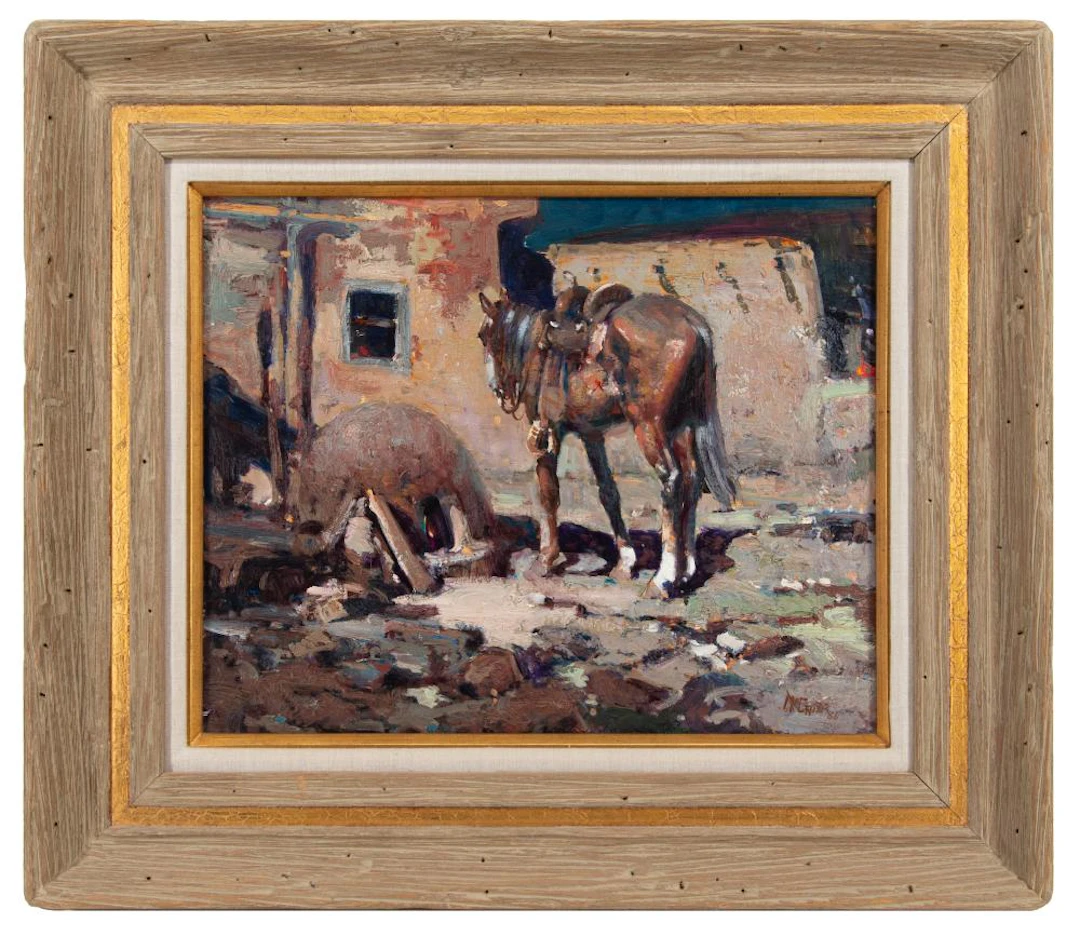 BUCK MCCAIN "MOONLIT ADOBE" OIL ON BOARD