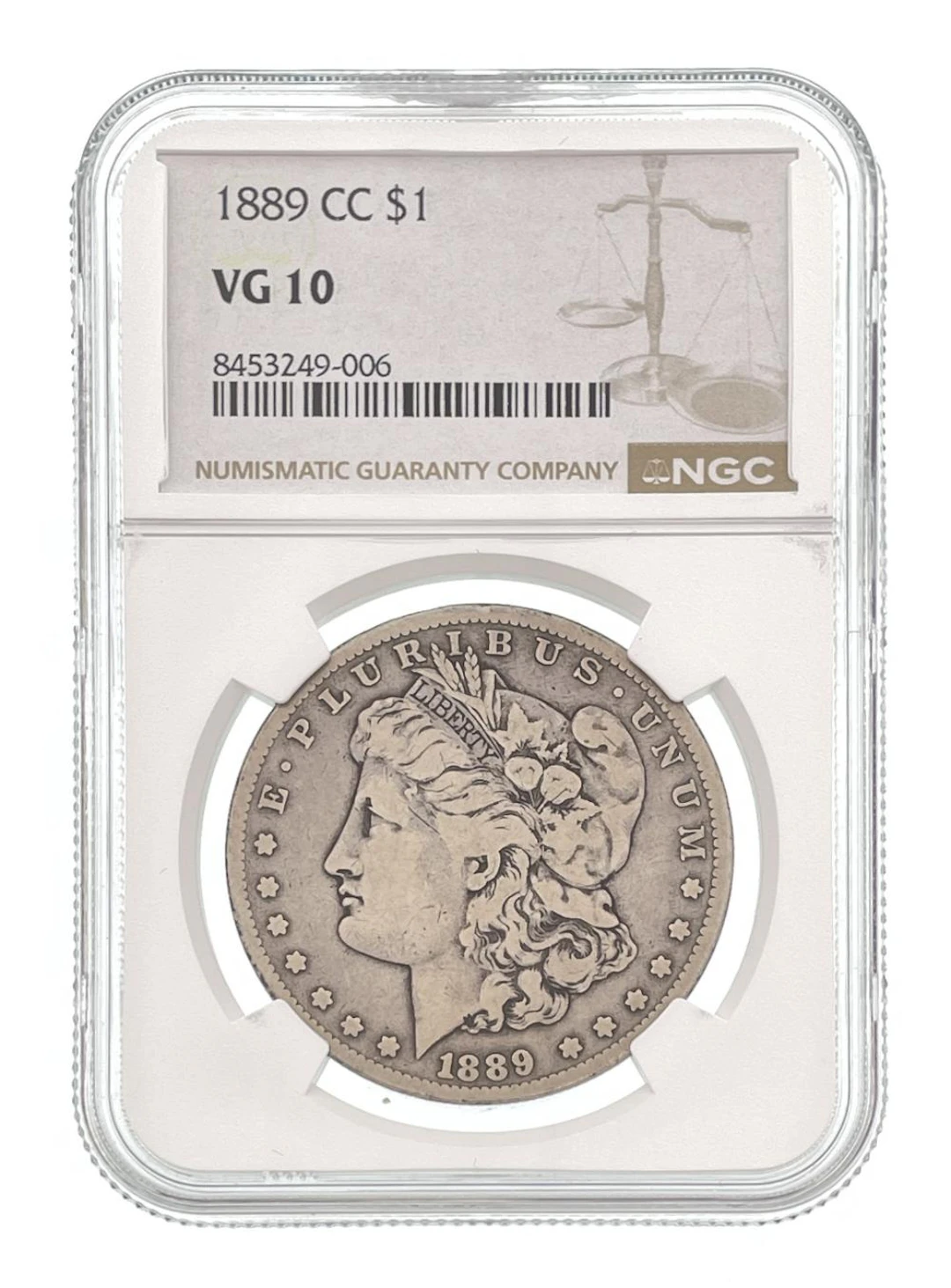 1889-CC MORGAN SILVER DOLLAR NGC VG10