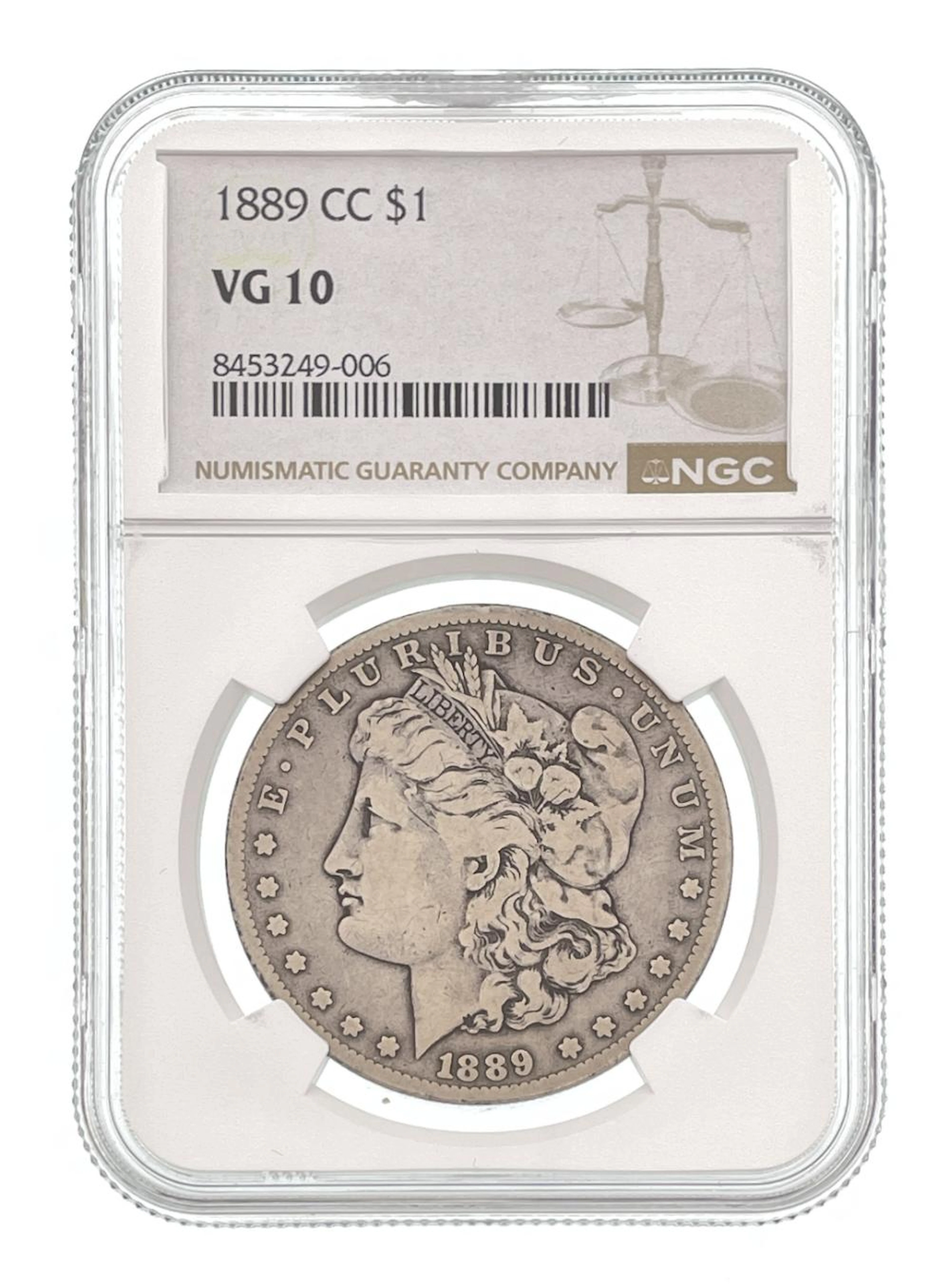 1889-CC MORGAN SILVER DOLLAR NGC VG10