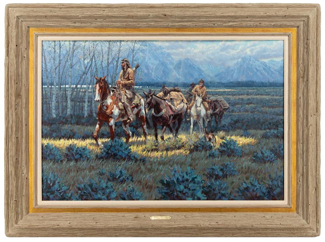 ROBERT A. WINTER "BREAKING NEW TRAILS" OIL ON BOARD