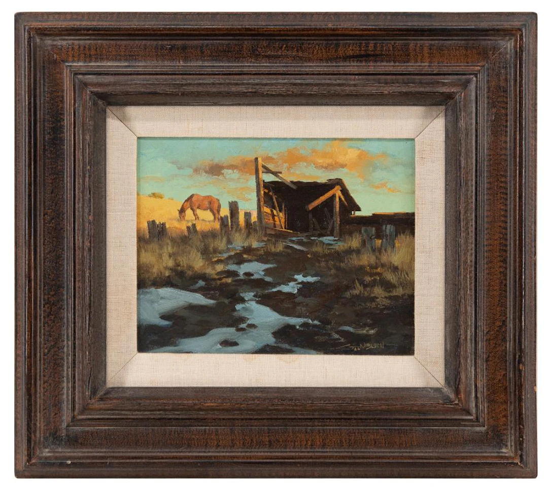 GARY NIBLETT "THE OLD NORTH SHACK" OIL ON CANVAS
