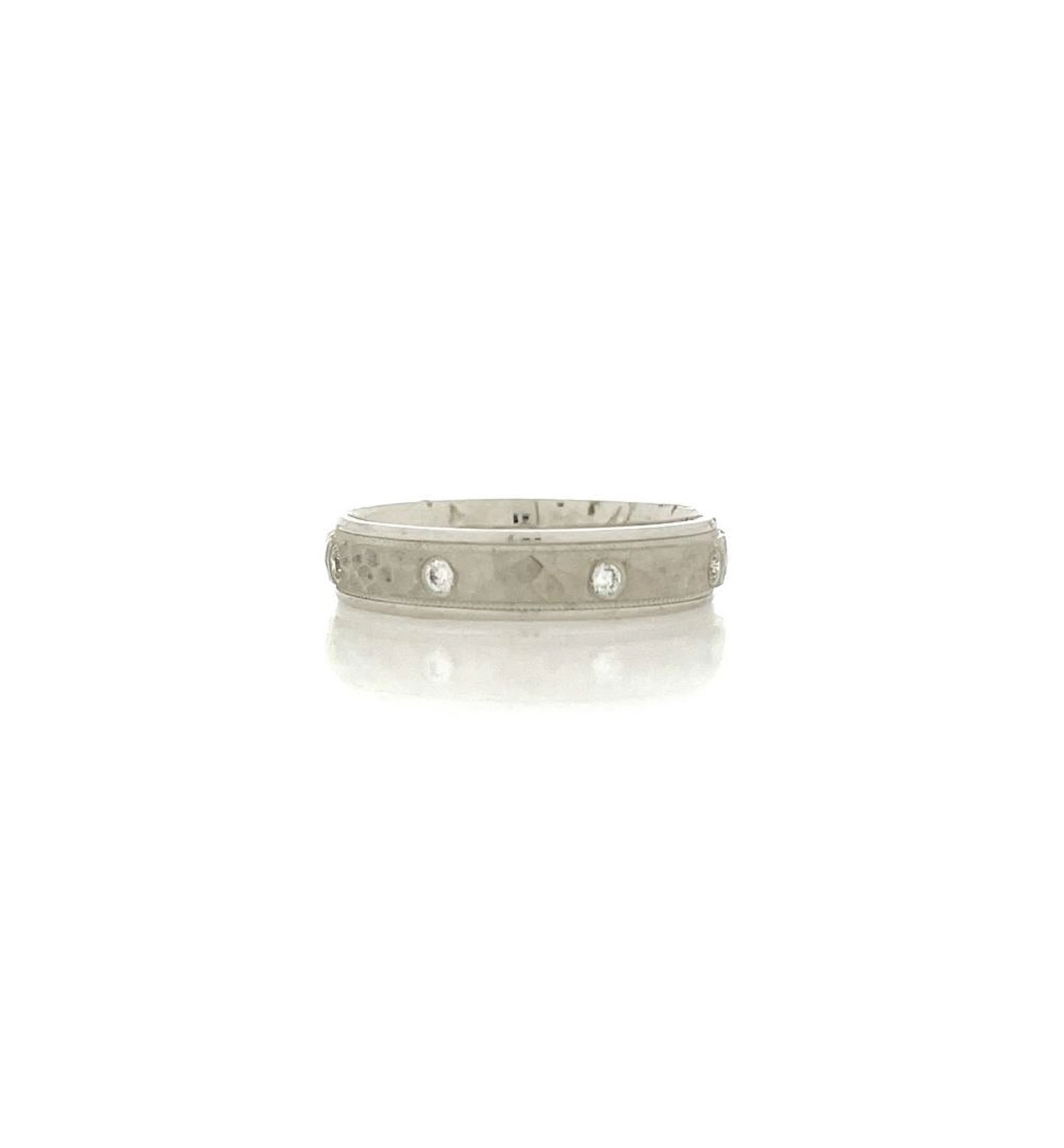 ARTCARVED 14K HAMMERED WHITE GOLD .16CTTW DIAMOND BAND