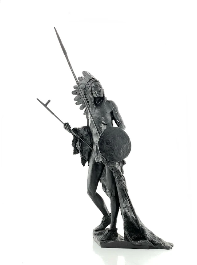 LARGE! RICHARD GREEVES "WASHAKIE" BRONZE SCULPTURE