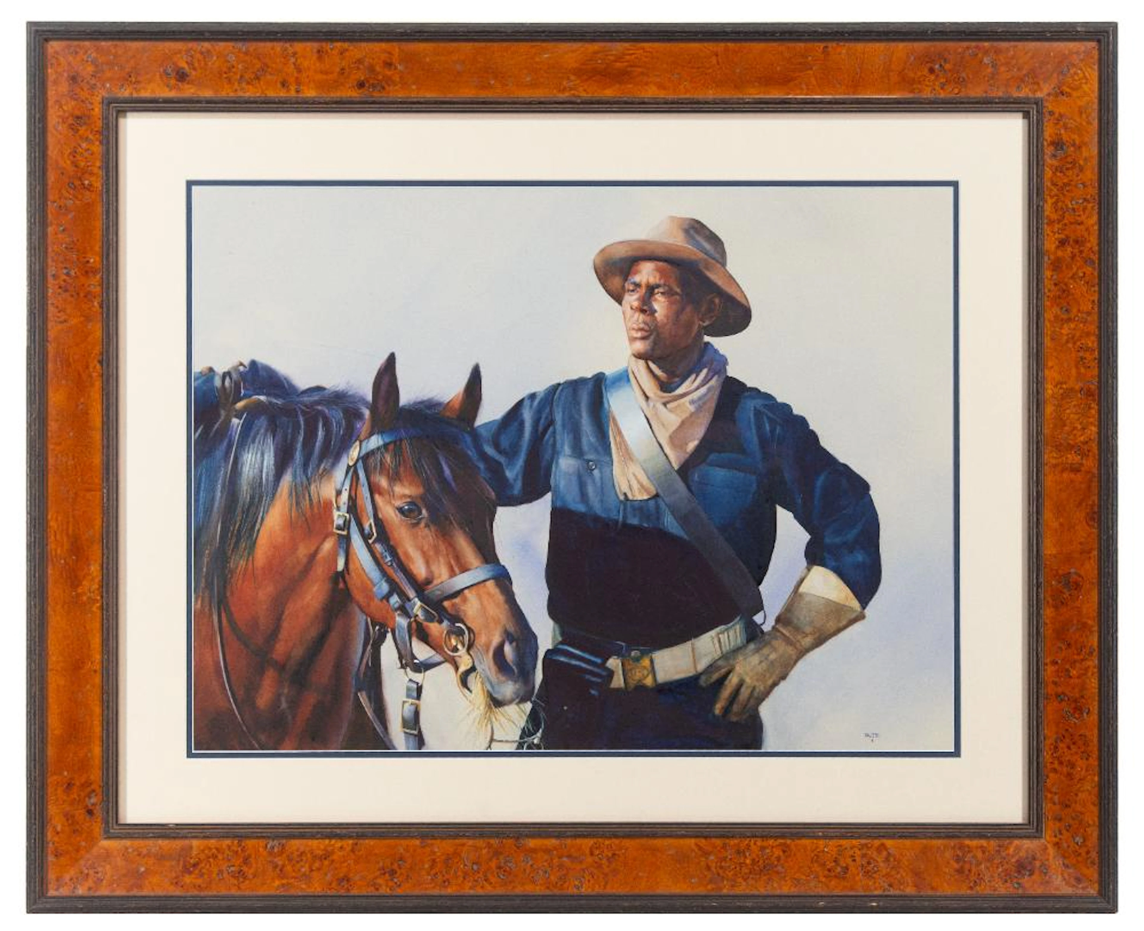 JOHN FAWCETT "BUFFALO SOLDIER" WATERCOLOR ON PAPER