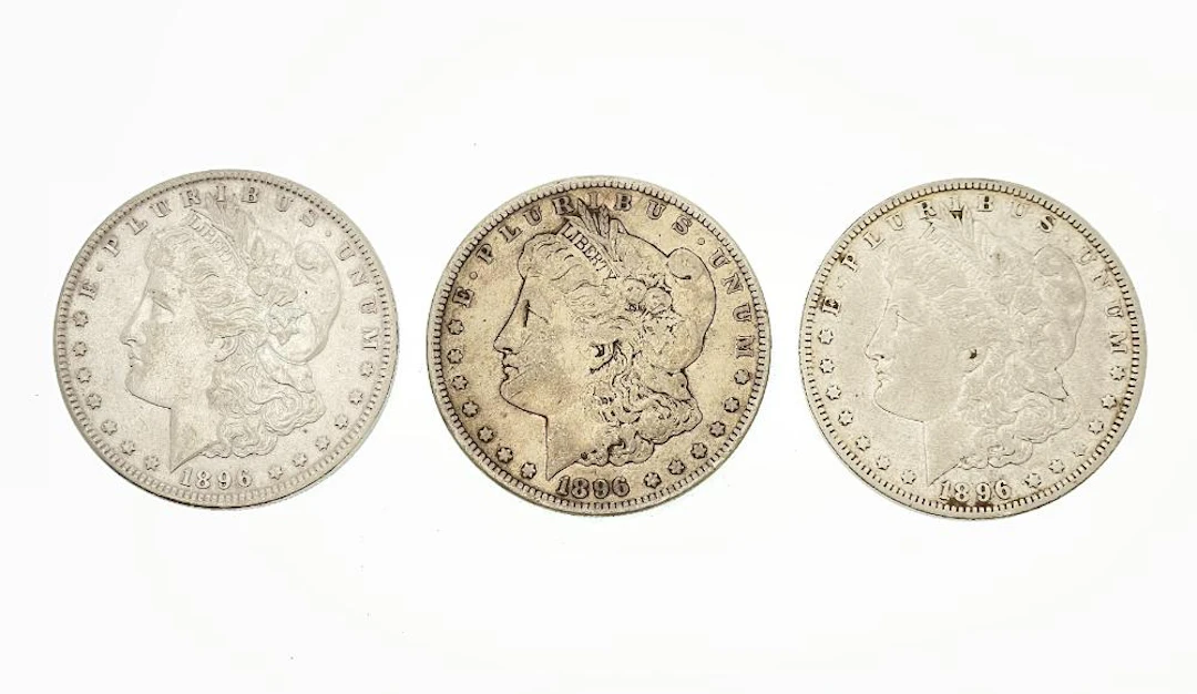 LOT OF 3 1896-P-O-S MORGAN SILVER DOLLARS