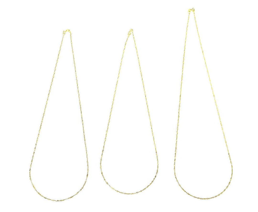 LOT OF 3 14K YELLOW GOLD SINGAPORE CHAIN NECKLACES