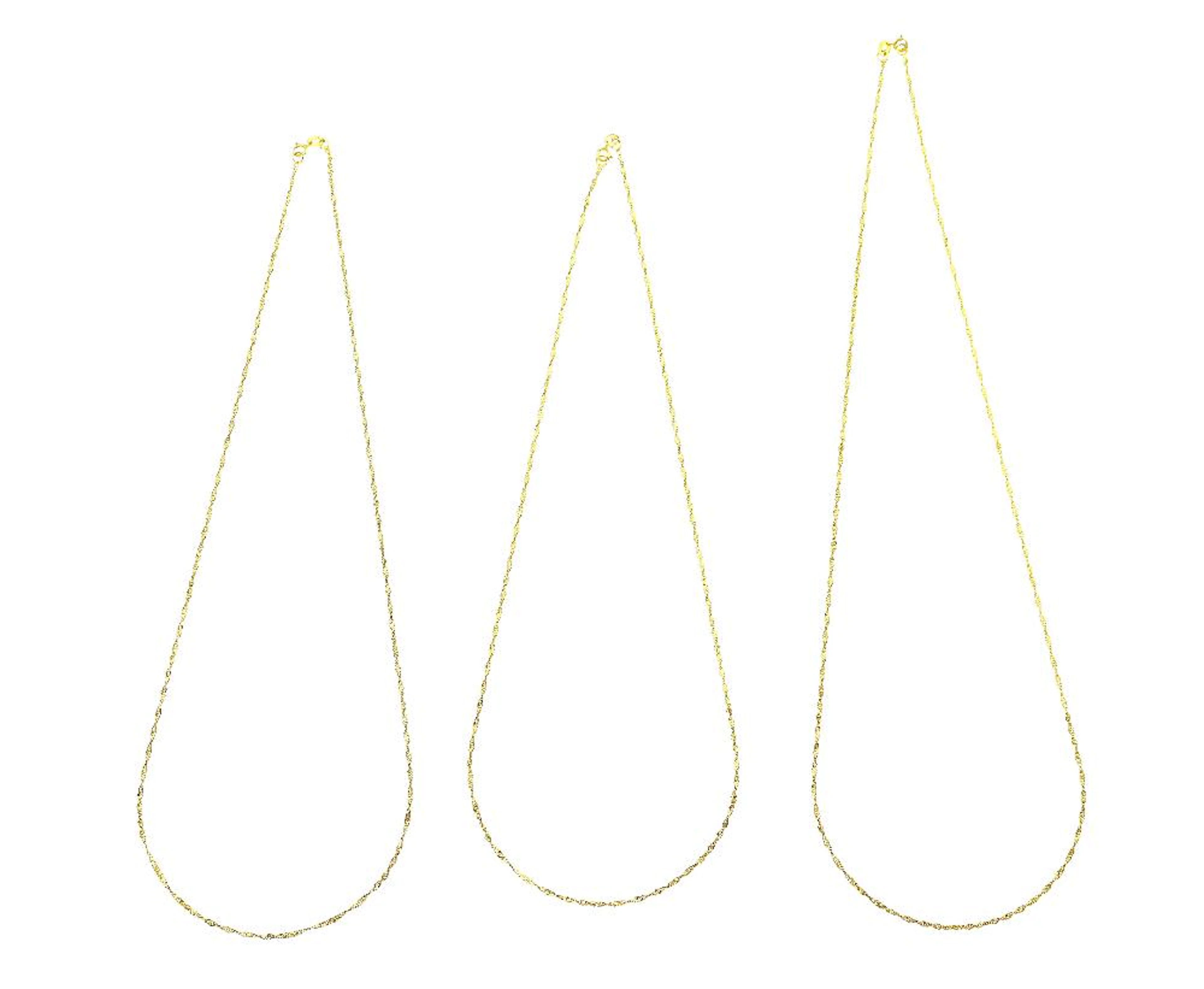 LOT OF 3 14K YELLOW GOLD SINGAPORE CHAIN NECKLACES
