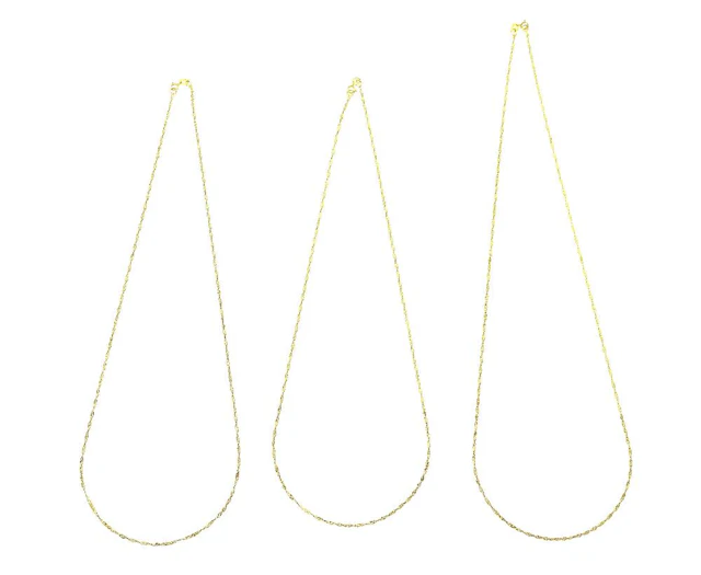 LOT OF 3 14K YELLOW GOLD SINGAPORE CHAIN NECKLACES