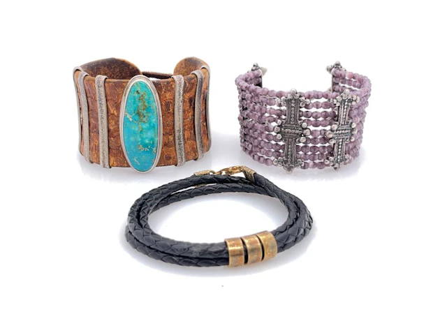 LOT OF 3 STERLING SILVER DESIGNER BRACELETS