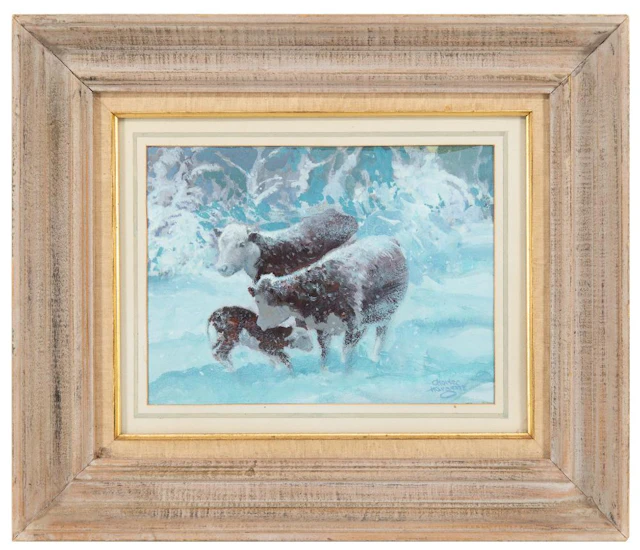 CHARLES HARGENS "LATE SPRING SNOW" OIL ON BOARD