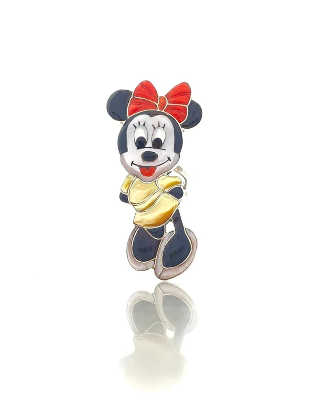DON DEWA ZUNI STERLING SILVER INLAY MINNIE MOUSE RING