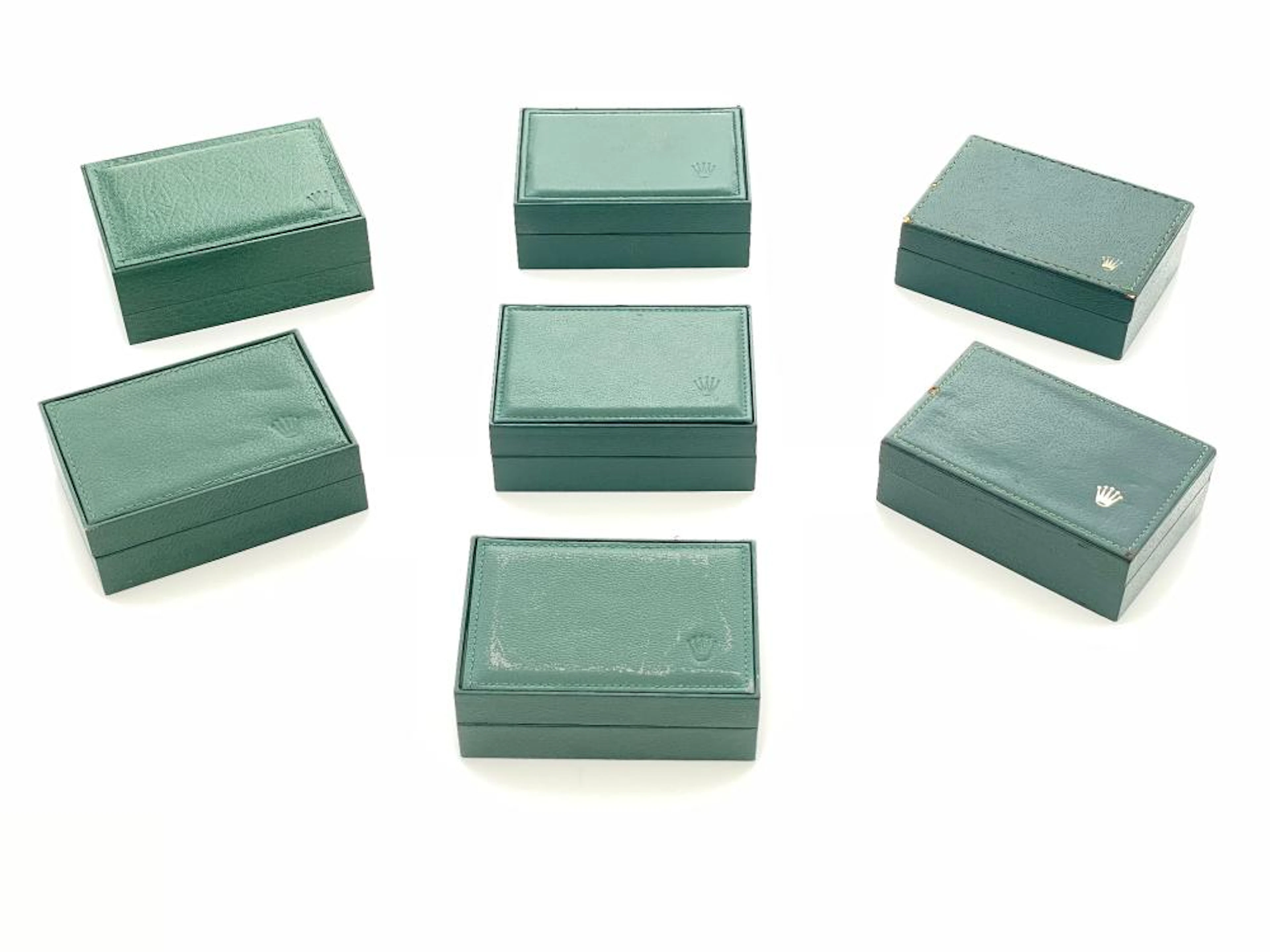 VINTAGE LOT OF 7 ROLEX GREEN PRESENTATION BOXES