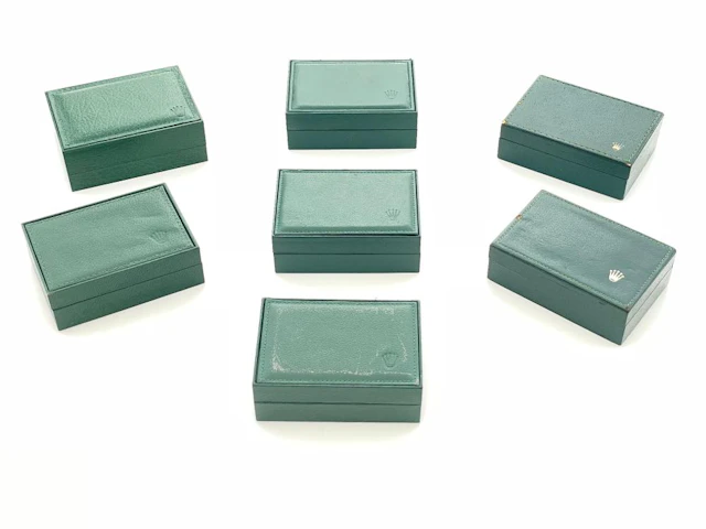 VINTAGE LOT OF 7 ROLEX GREEN PRESENTATION BOXES