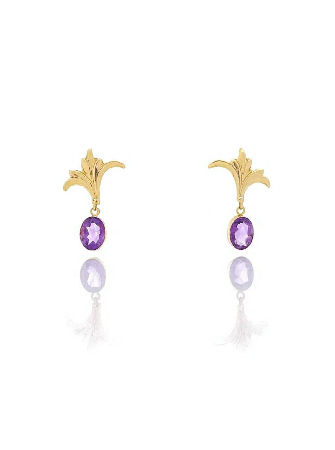 14K YELLOW GOLD 1.10CTTW AMETHYST DROP DANGLE EARRINGS