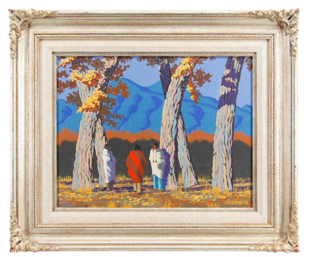 CARLOS HALL "TAOS COTTONWOODS" OIL ON CANVAS