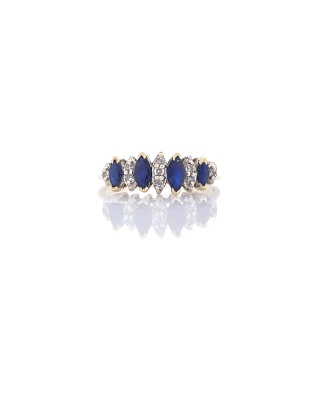14K YELLOW GOLD SAPPHIRE & DIAMOND RING