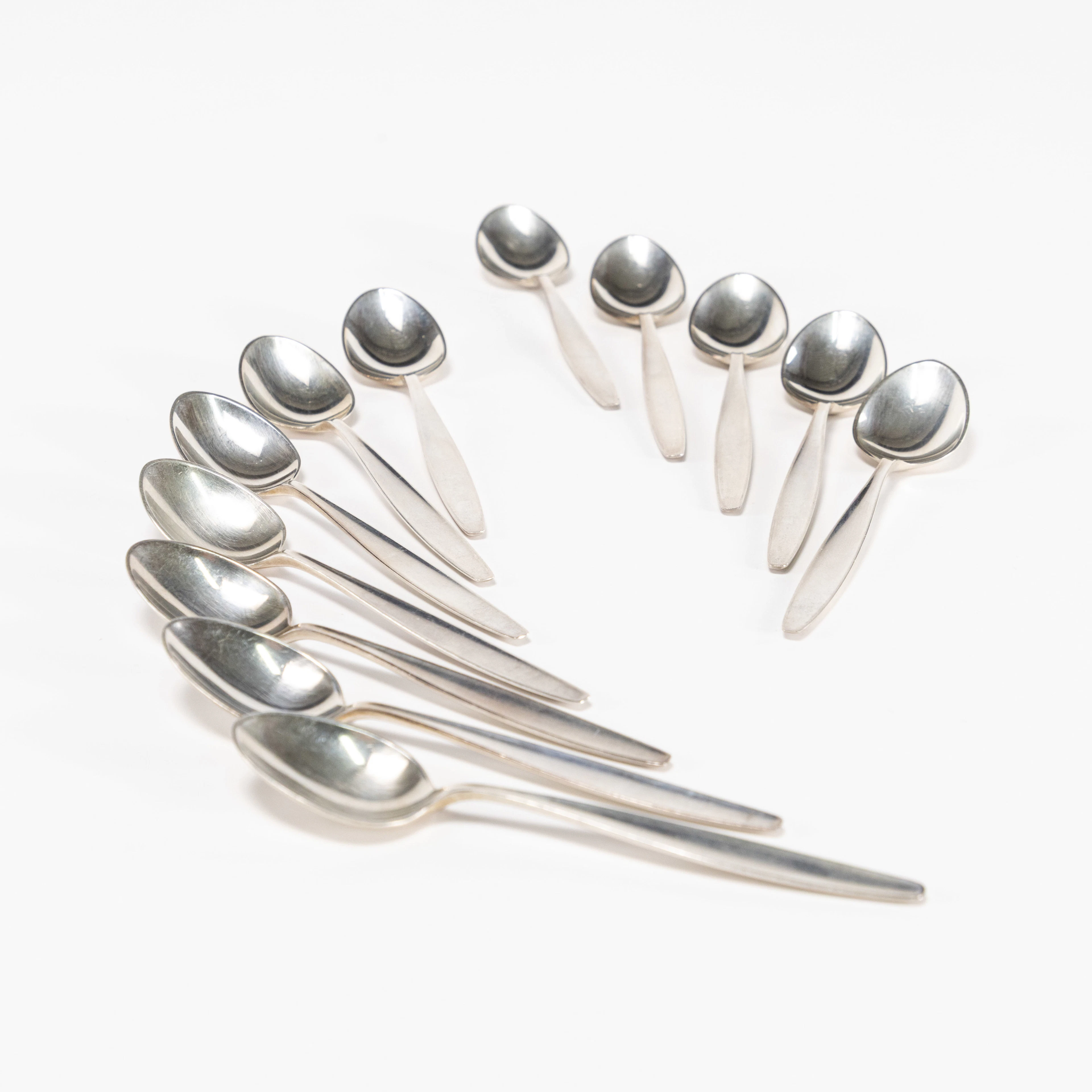 Tias Eckhoff, kaffeskedar, 12 st, "Cypress", silver, Georg Jensen