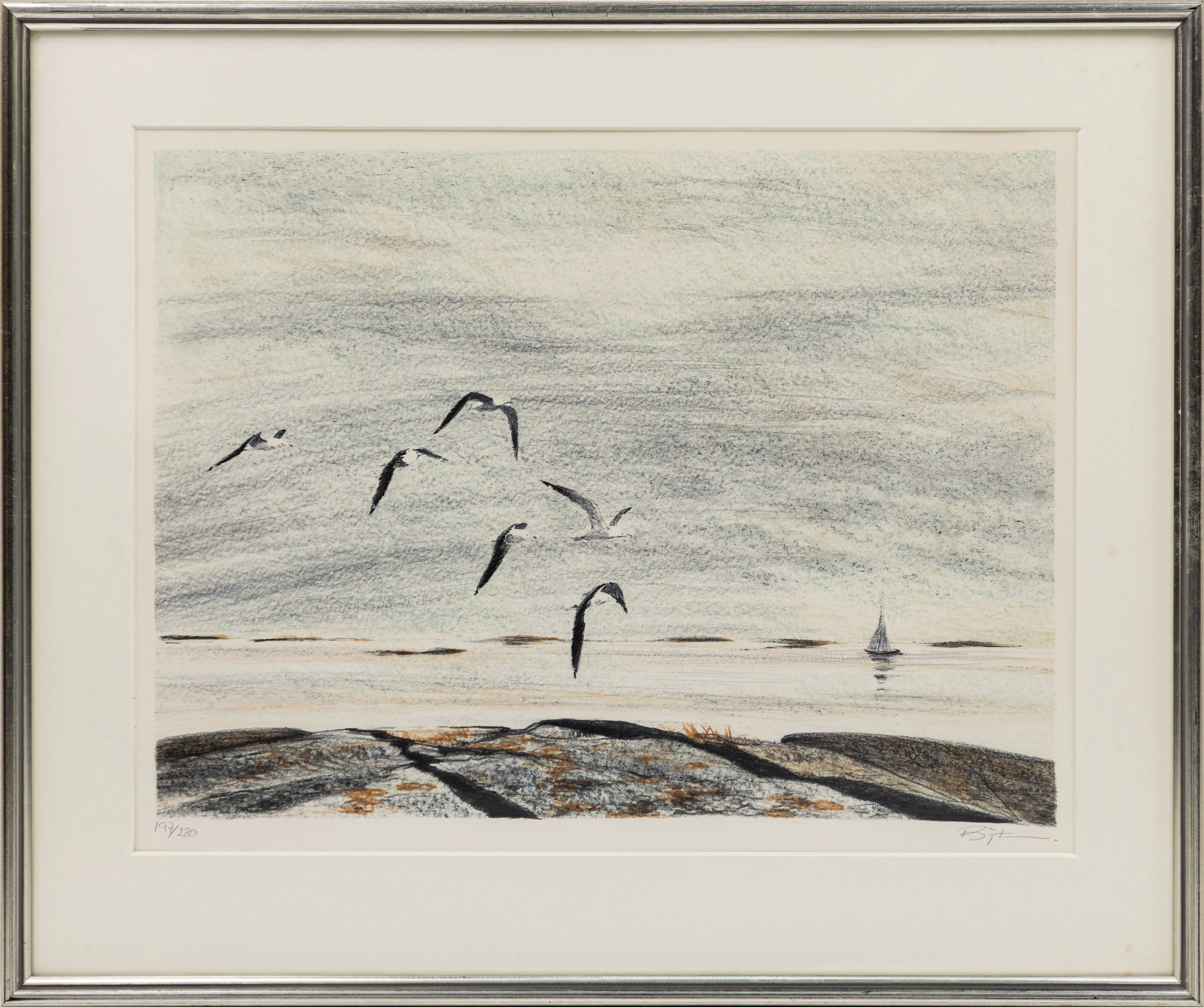 Björn Lindroth, litografi, 197/280, signerad, 66x55 cm