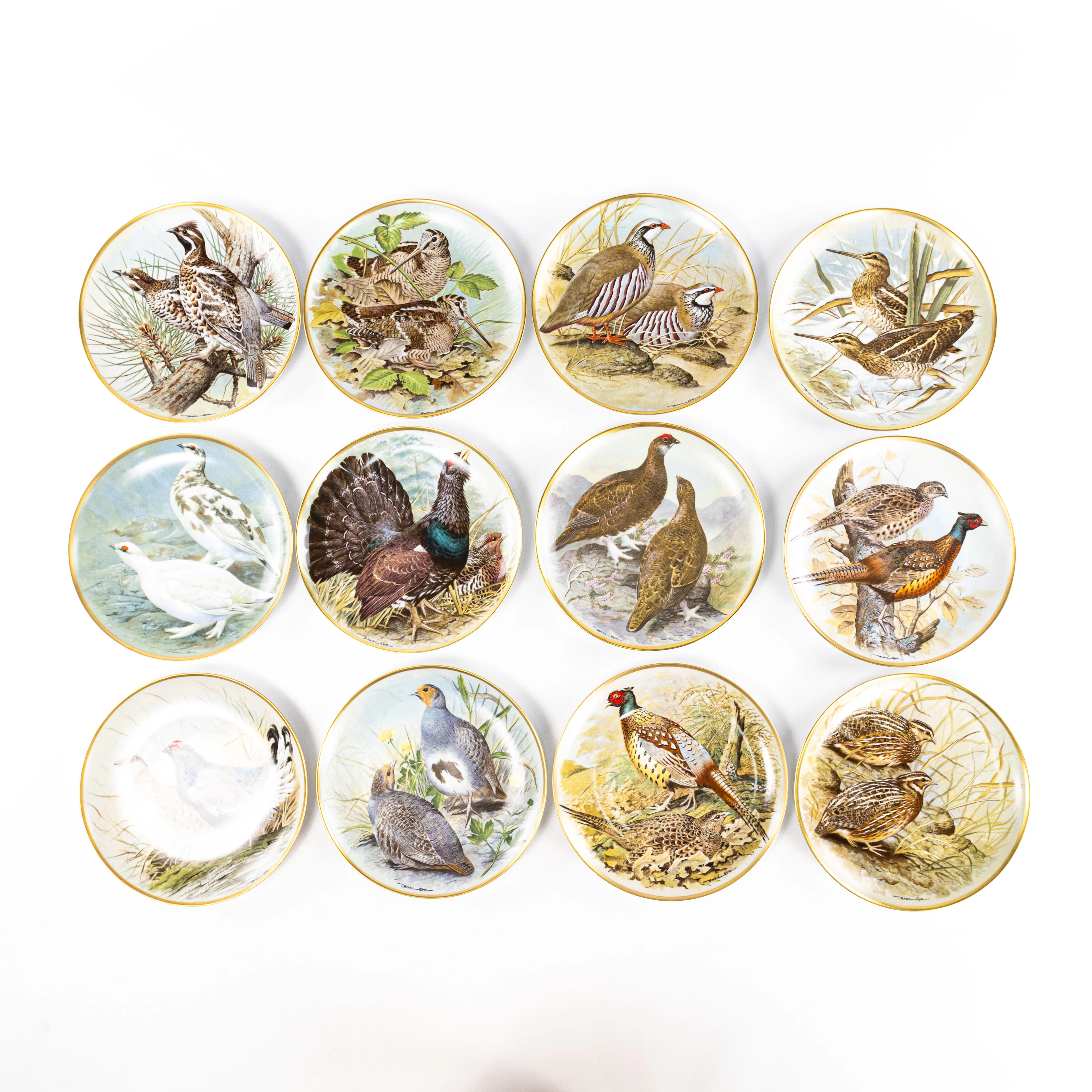 Samlartallrikar, 12 st, "Game birds of the world", Franklin Porcelain