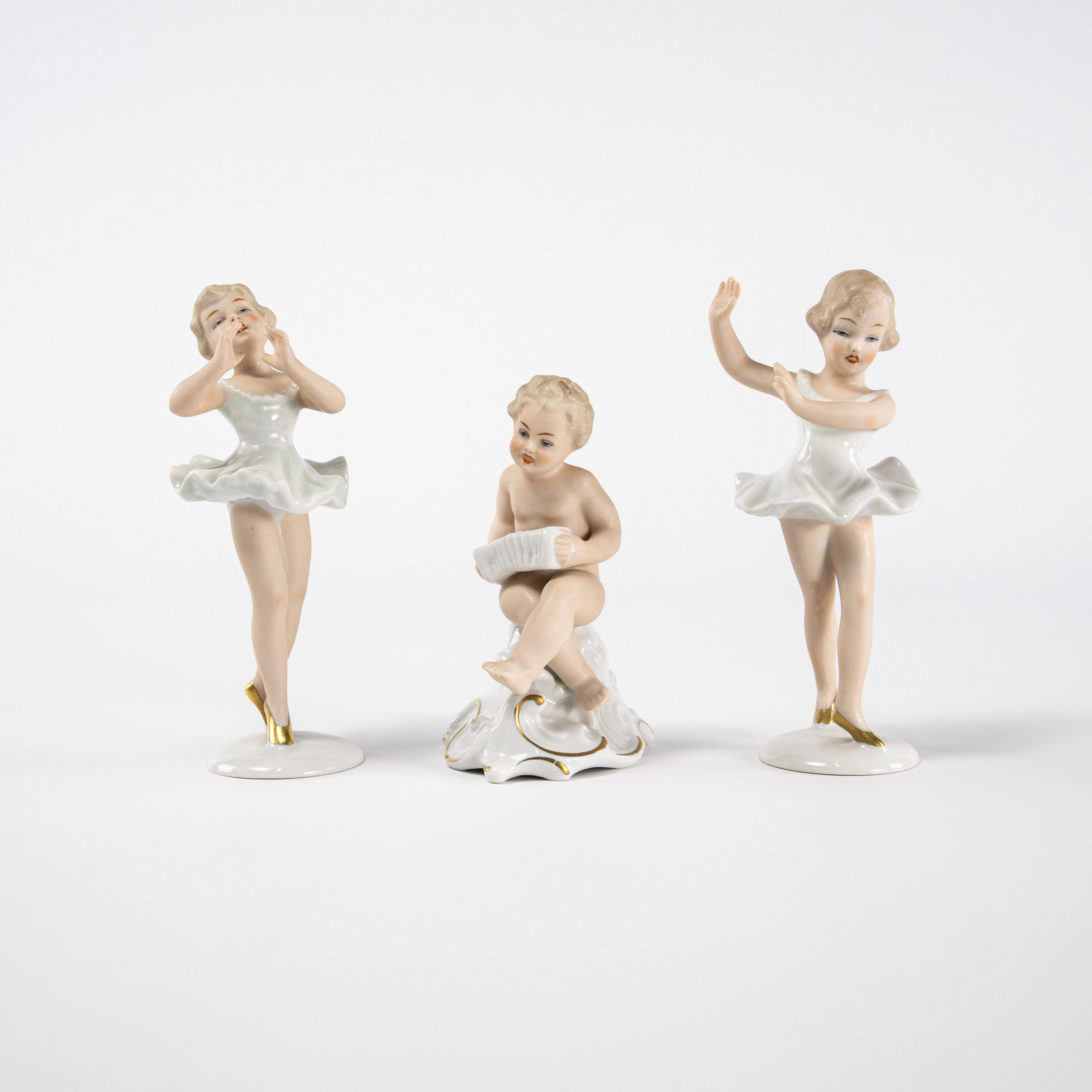Figuriner, 3 st, Wallendorf, högsta 15 cm