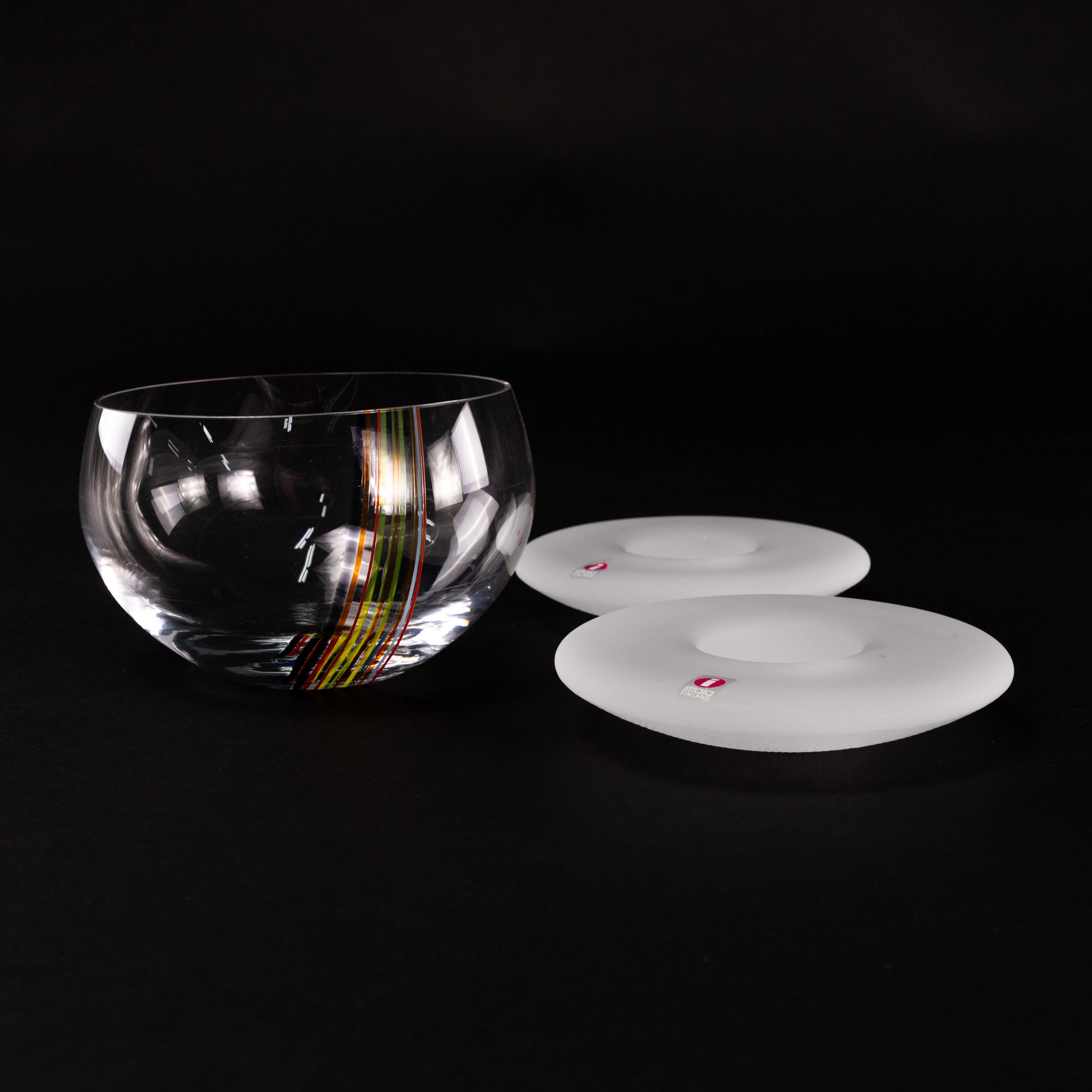 Skål, ljuslyktor, 3 delar, Iittala, Kosta Boda, Ø 12,5 cm