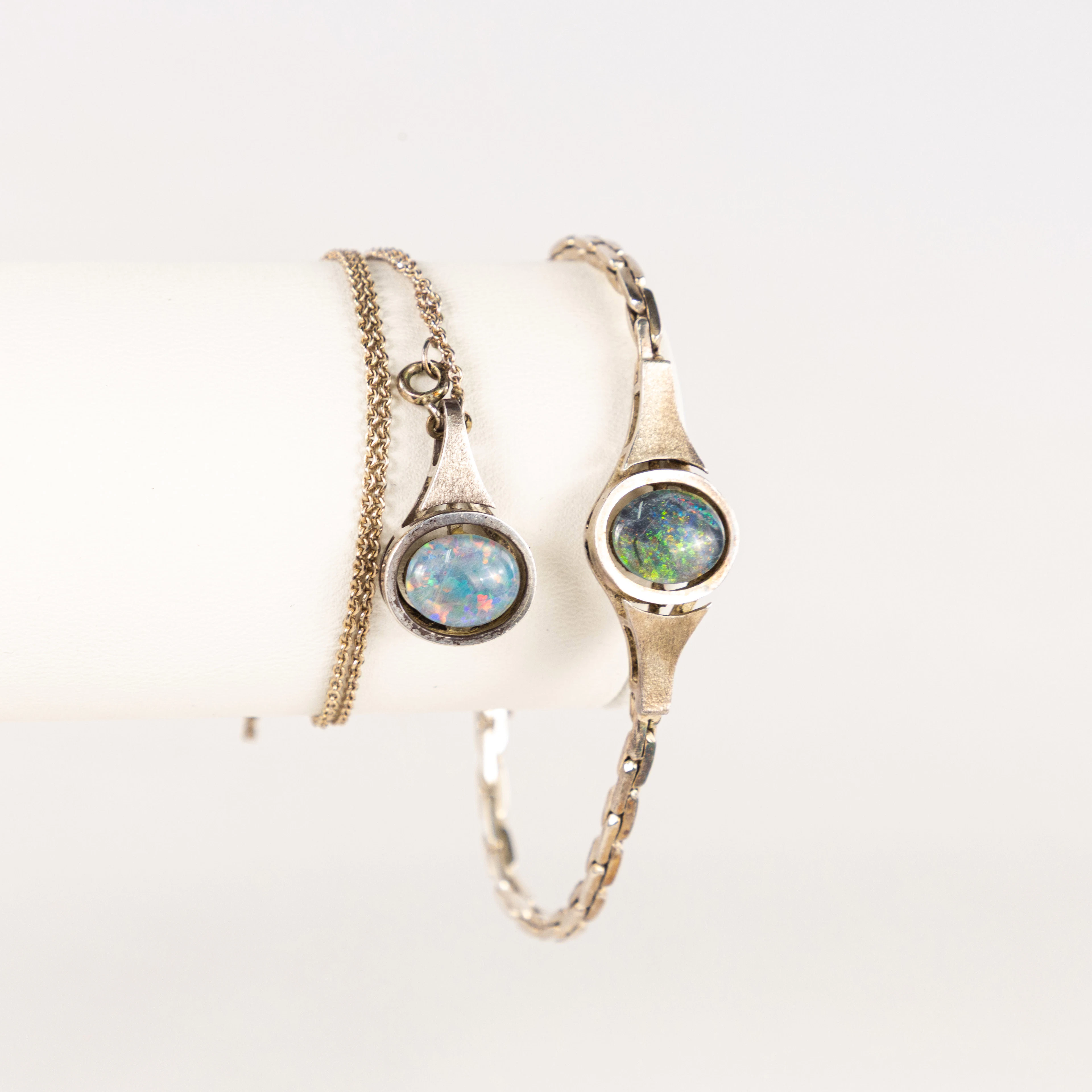 Smyckesset, 2 delar, silver/opal