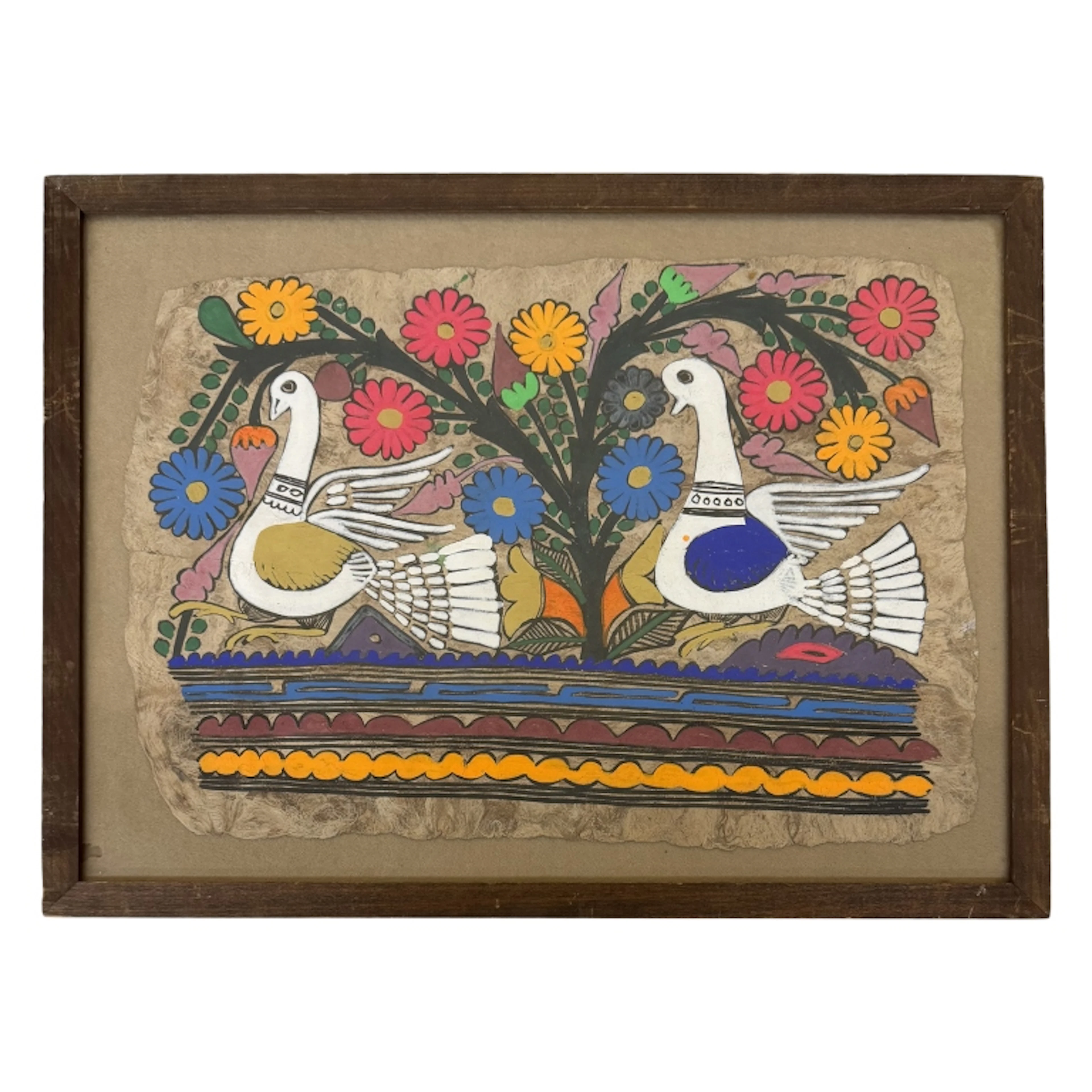 Mexican Amate Bark Folk Art Painting