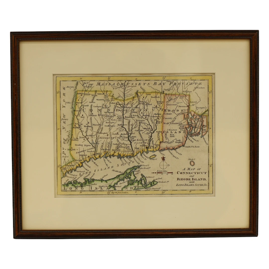 1776 Connecticut & Rhode Island Map Lithograph