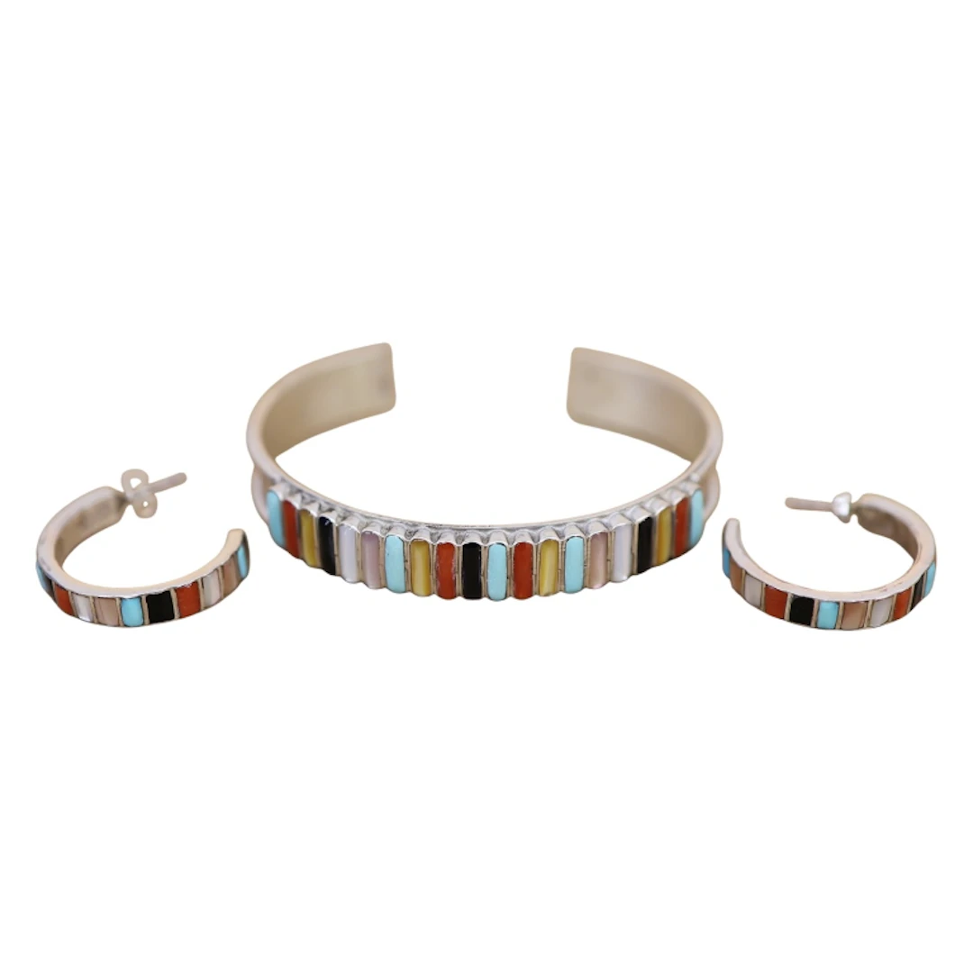 Linda Shelandewa Zuni Multi Stone Inlay Jewelry