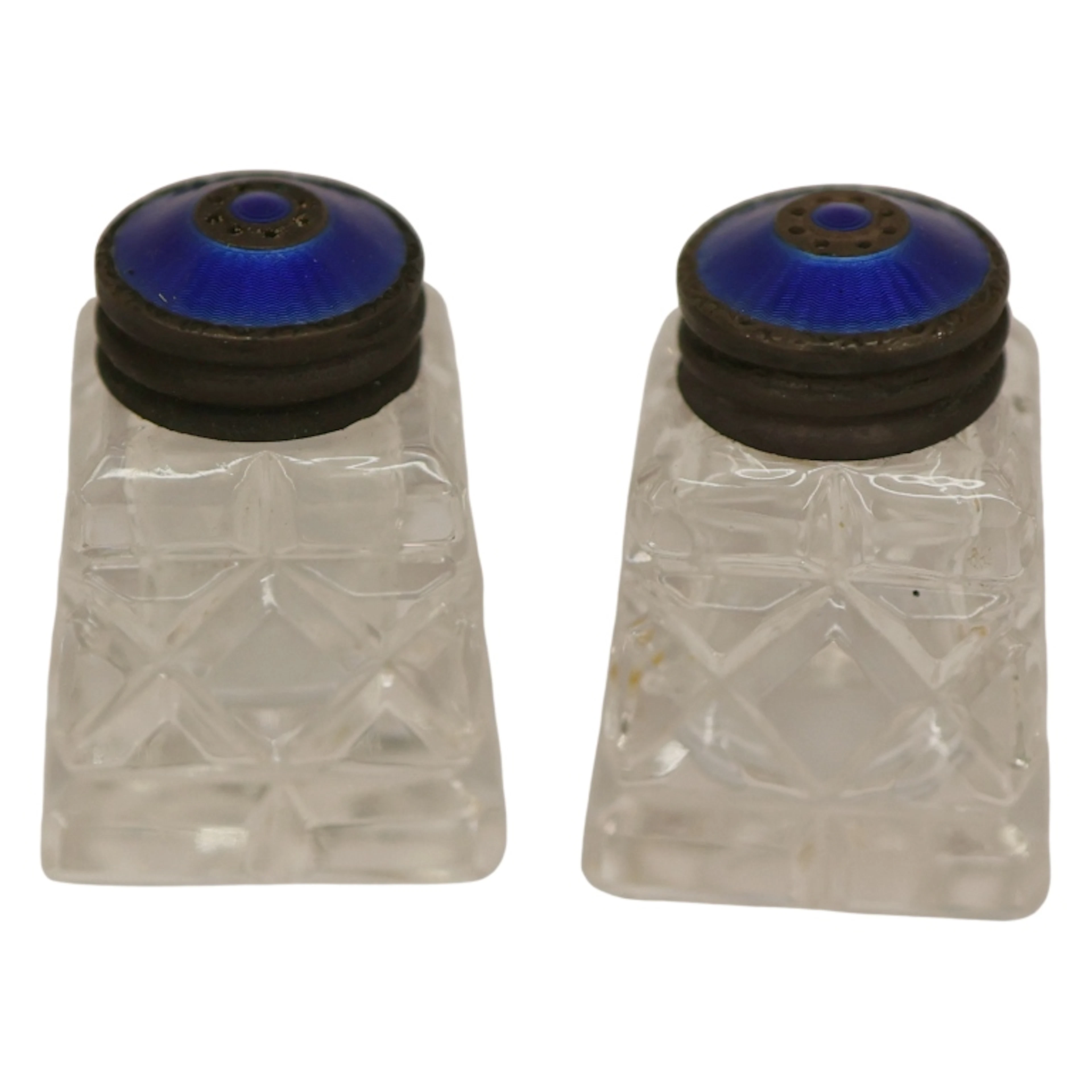 Norwegian Enamel on Sterling Salt & Pepper Shakers