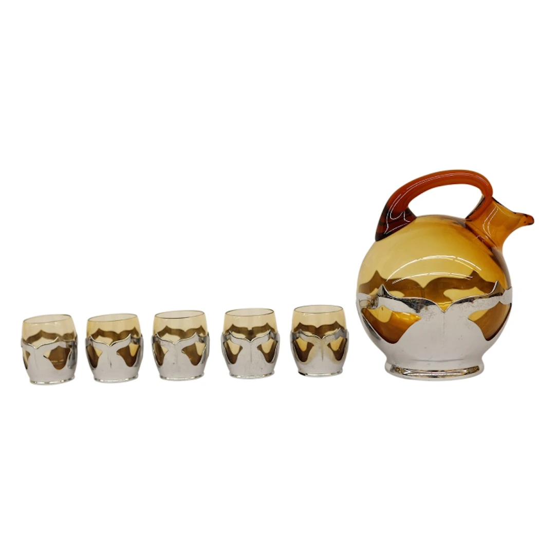 Farber Brothers Krome Kraft Amber Glass Set