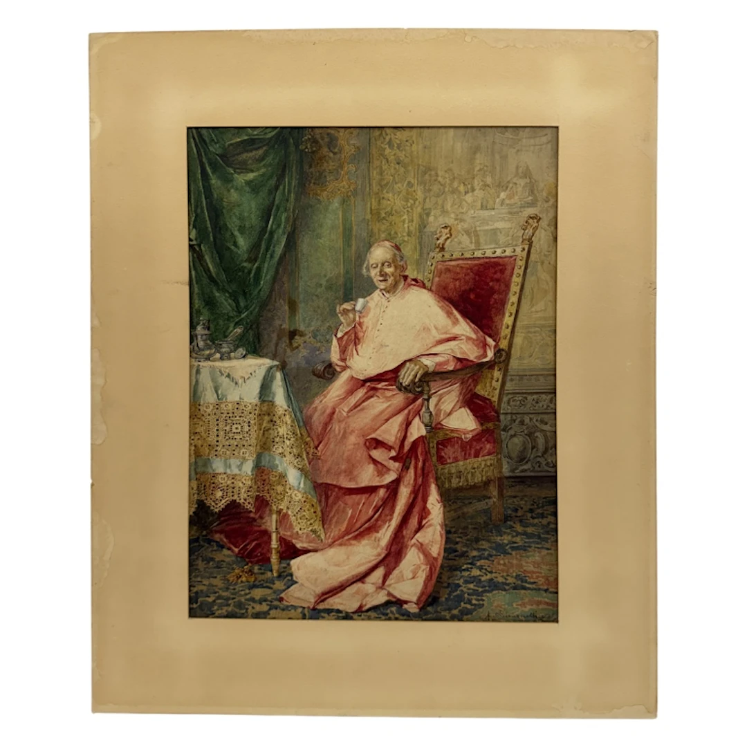 A. Simonetti - Cardinal Watercolor Painting