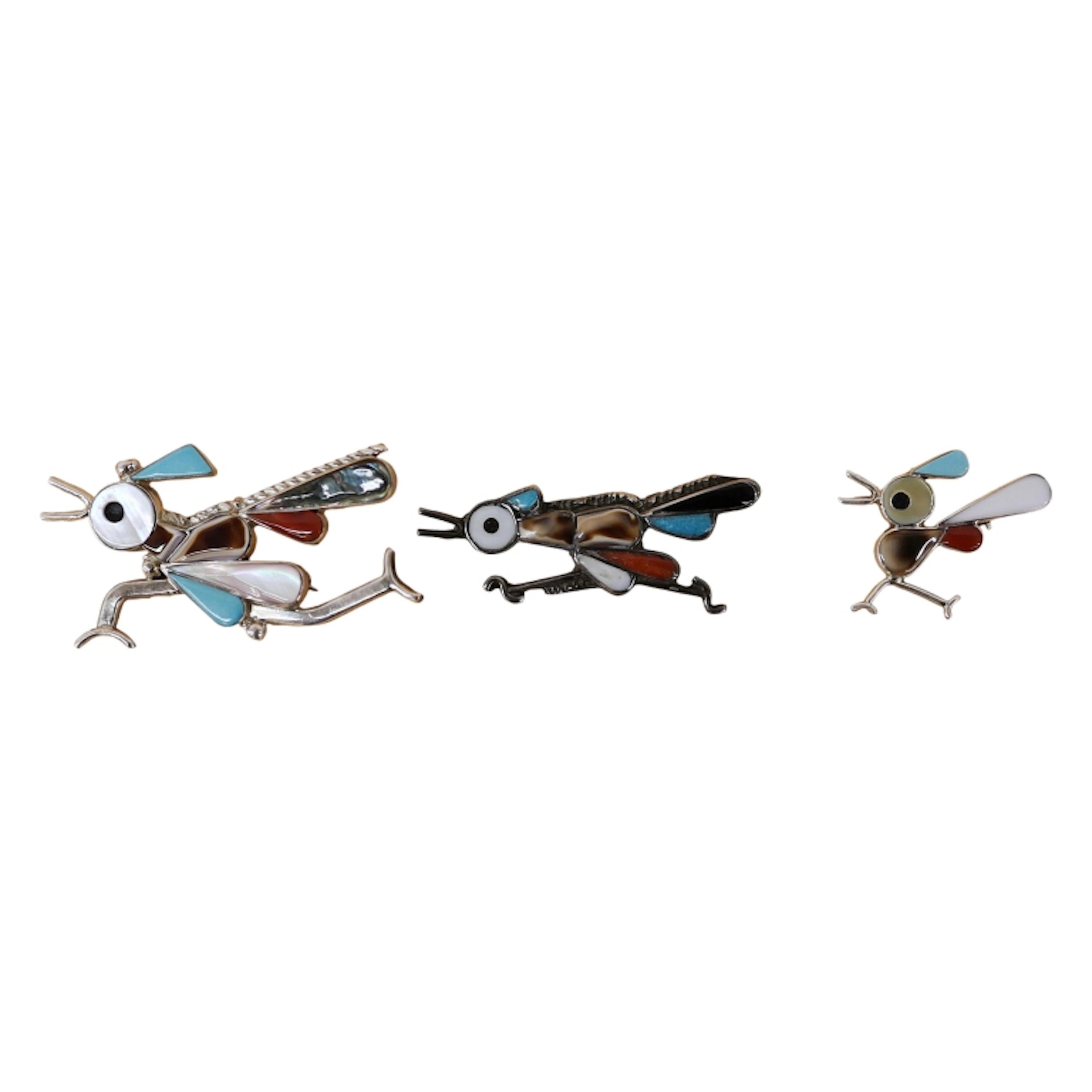 Zuni Inlaid Roadrunner Pin Pendant Lot