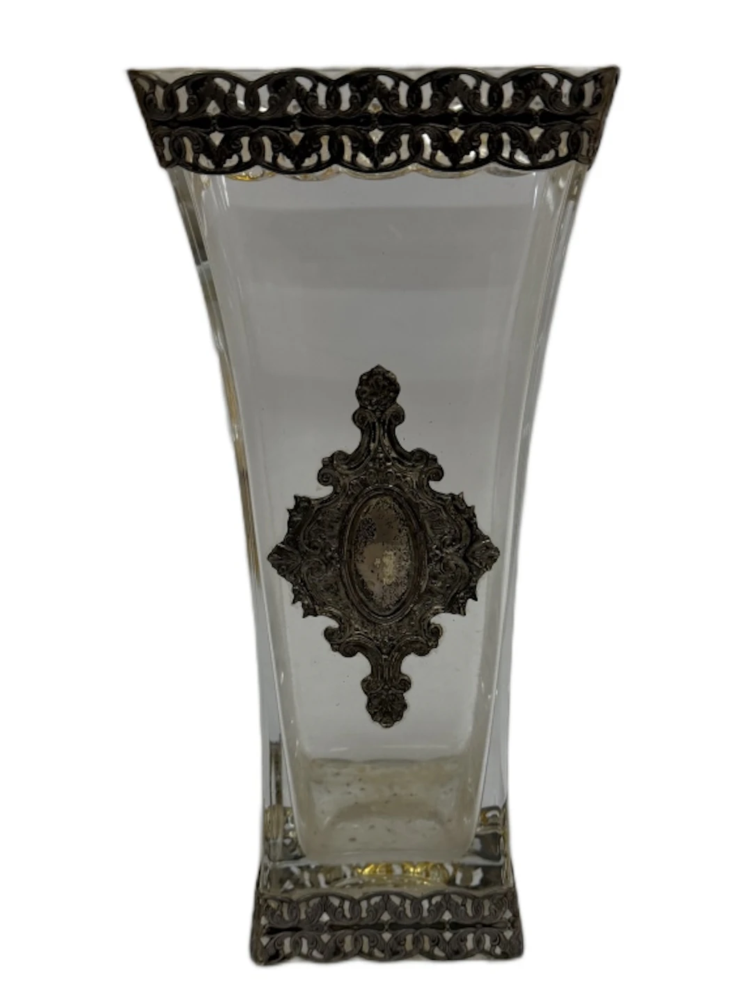 Continental Sterling Mounted Glass Vase