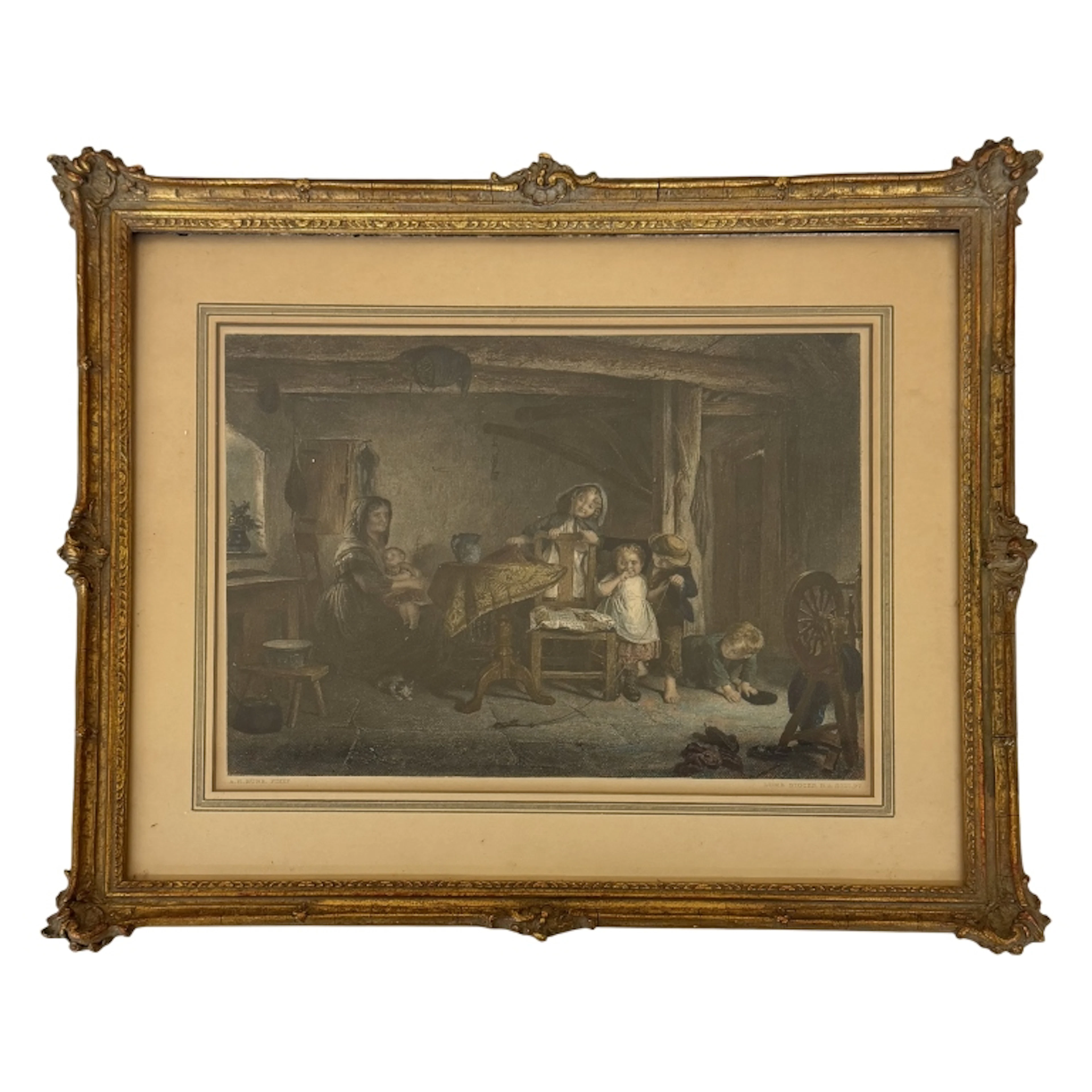 A. H. Burr - 19th C Steel Engraving "Playmates"