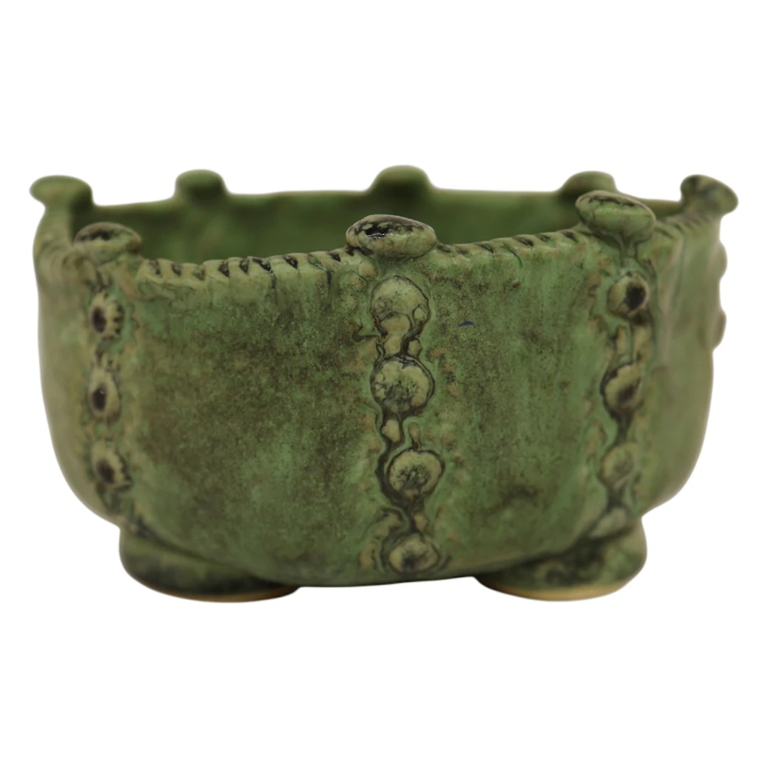 Studio Pottery Organic Green Ceramic Planter Bowl