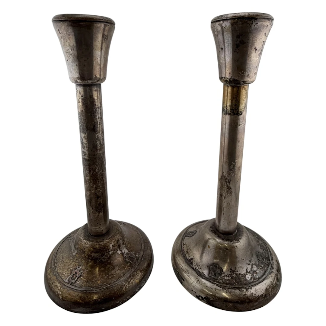 Heintz Art Metal Sterling on Bronze Candlesticks
