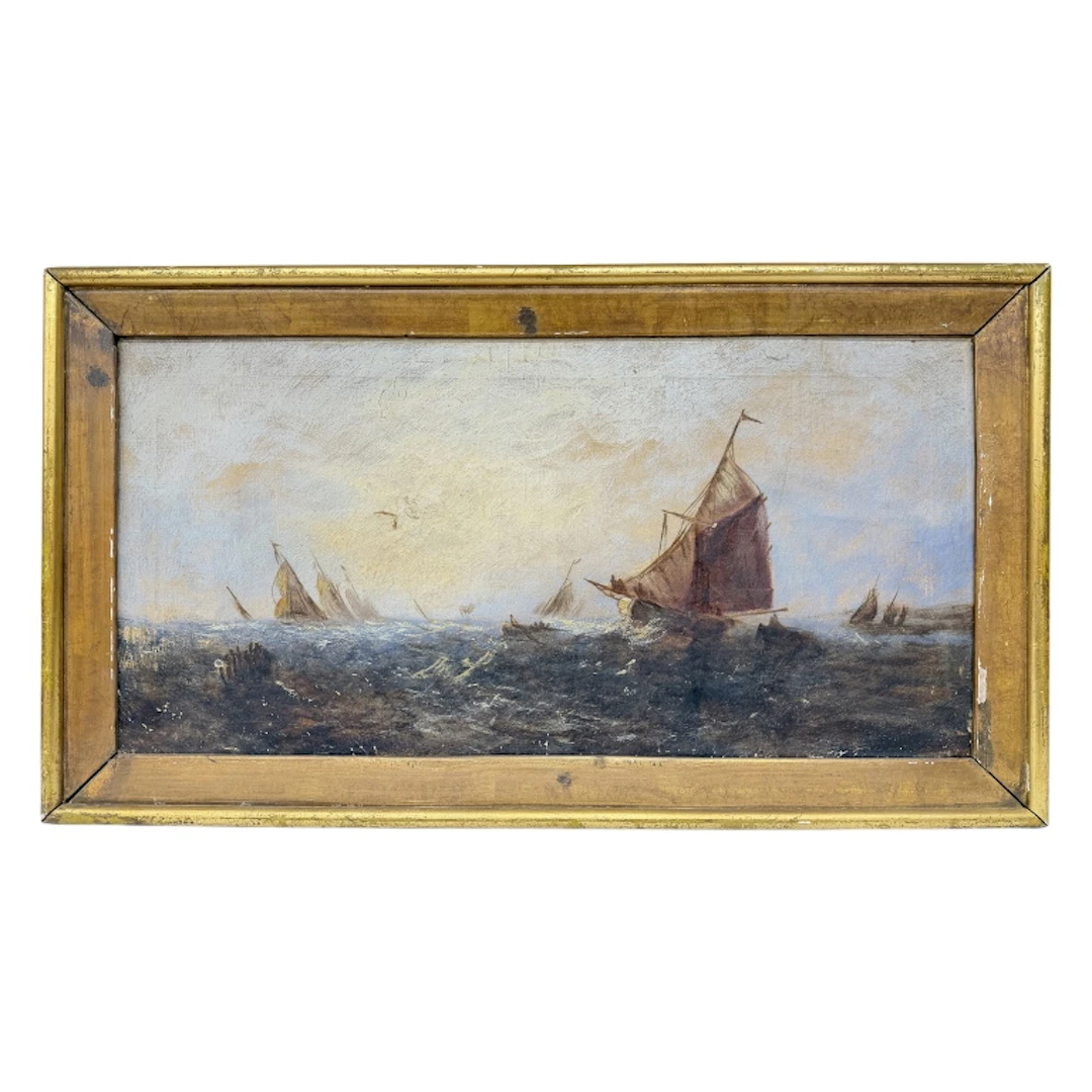 19th C Marine Seascape Oil Painting