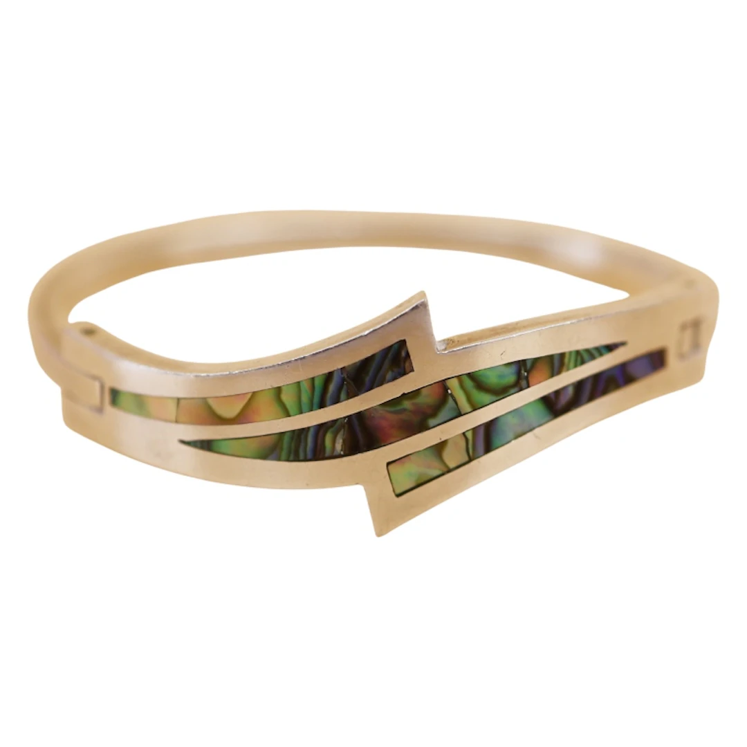 Signed Taxco Sterling Inlaid Abalone Bangle TC-32