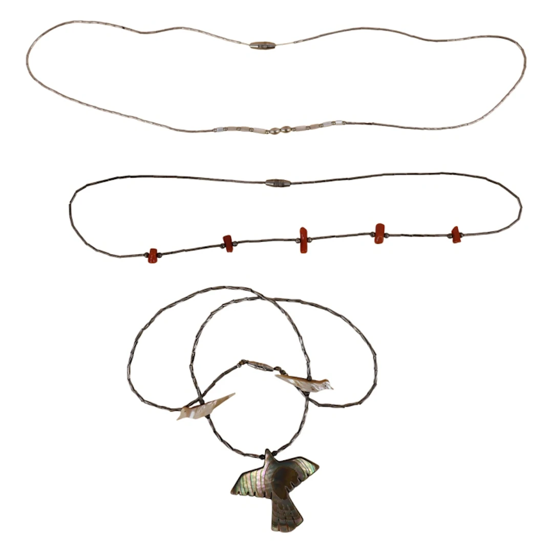 Native American Fetish, Coral, MOP Necklace Lot