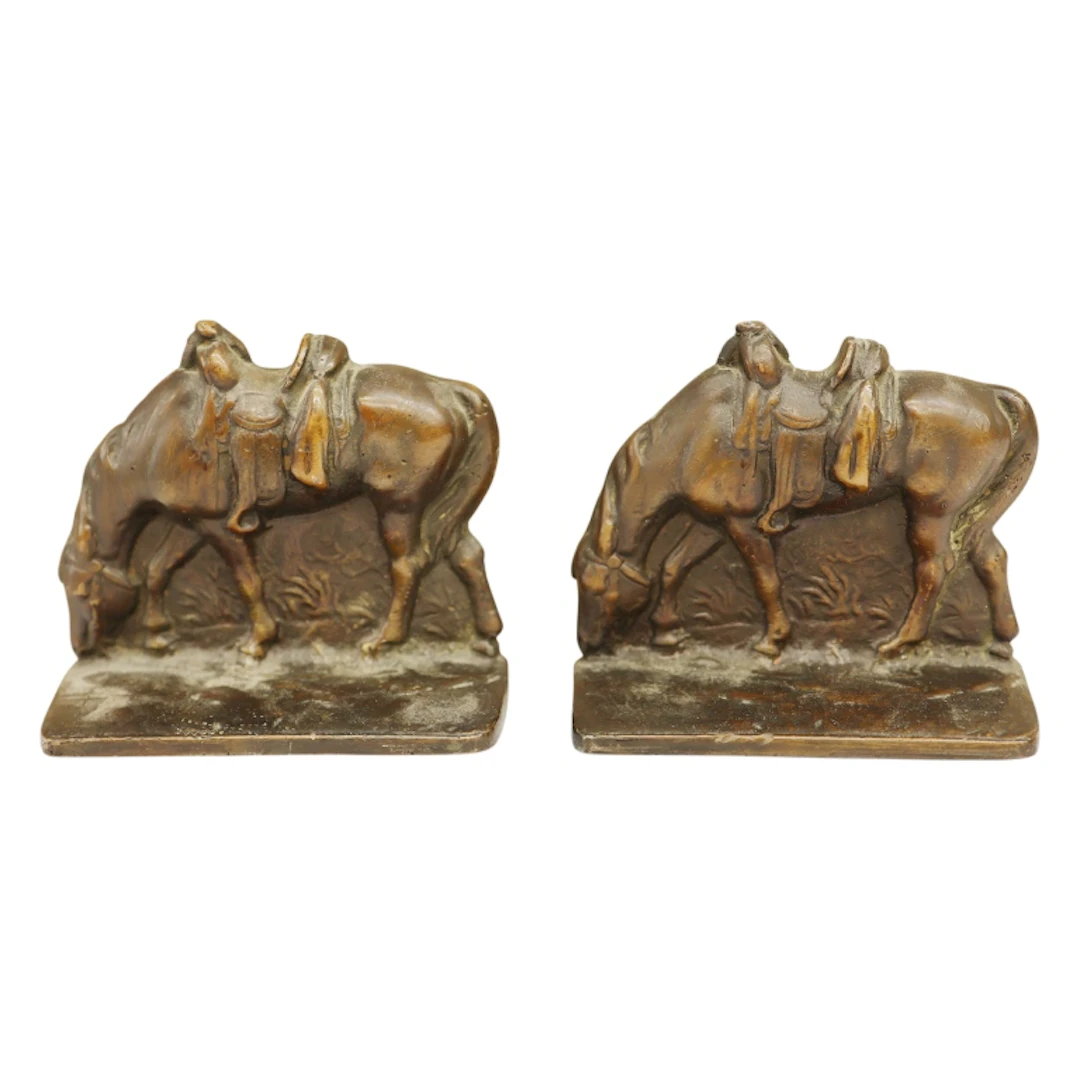 Art Deco Eastern Hobby Cast Iron Horse Bookends