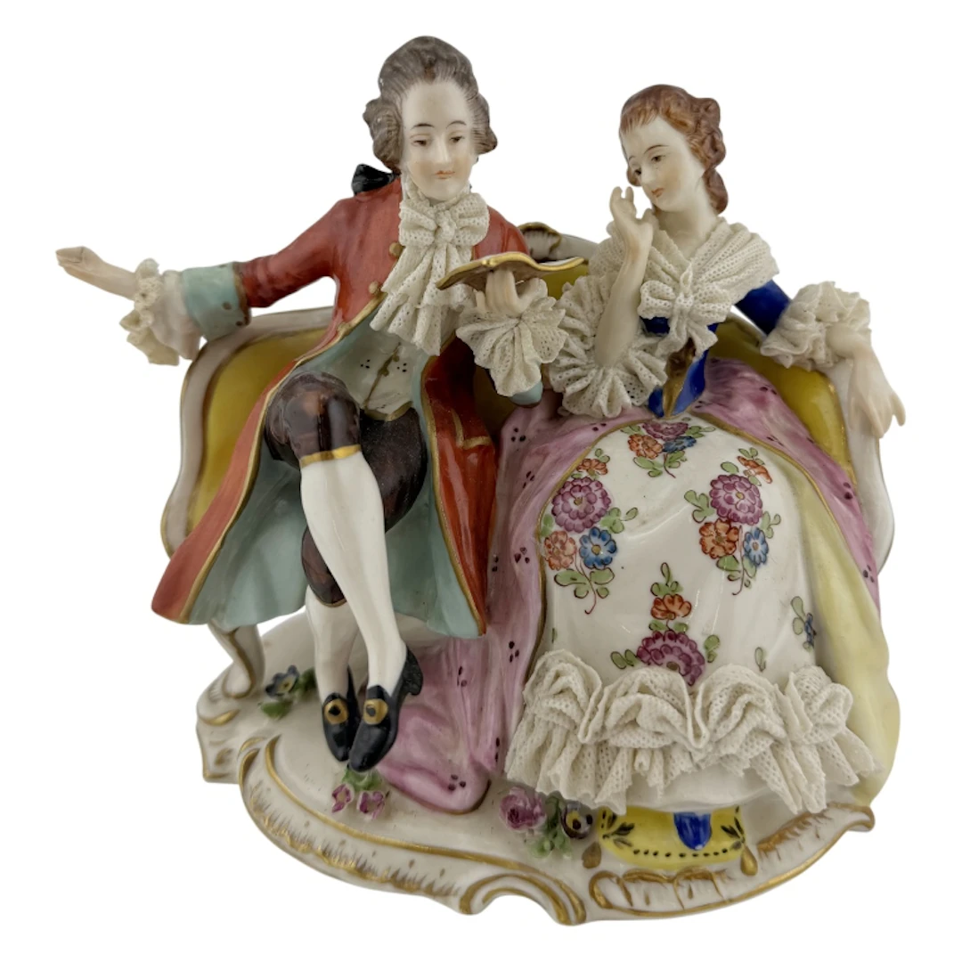Volkstedt Dresden Lace Figural Group
