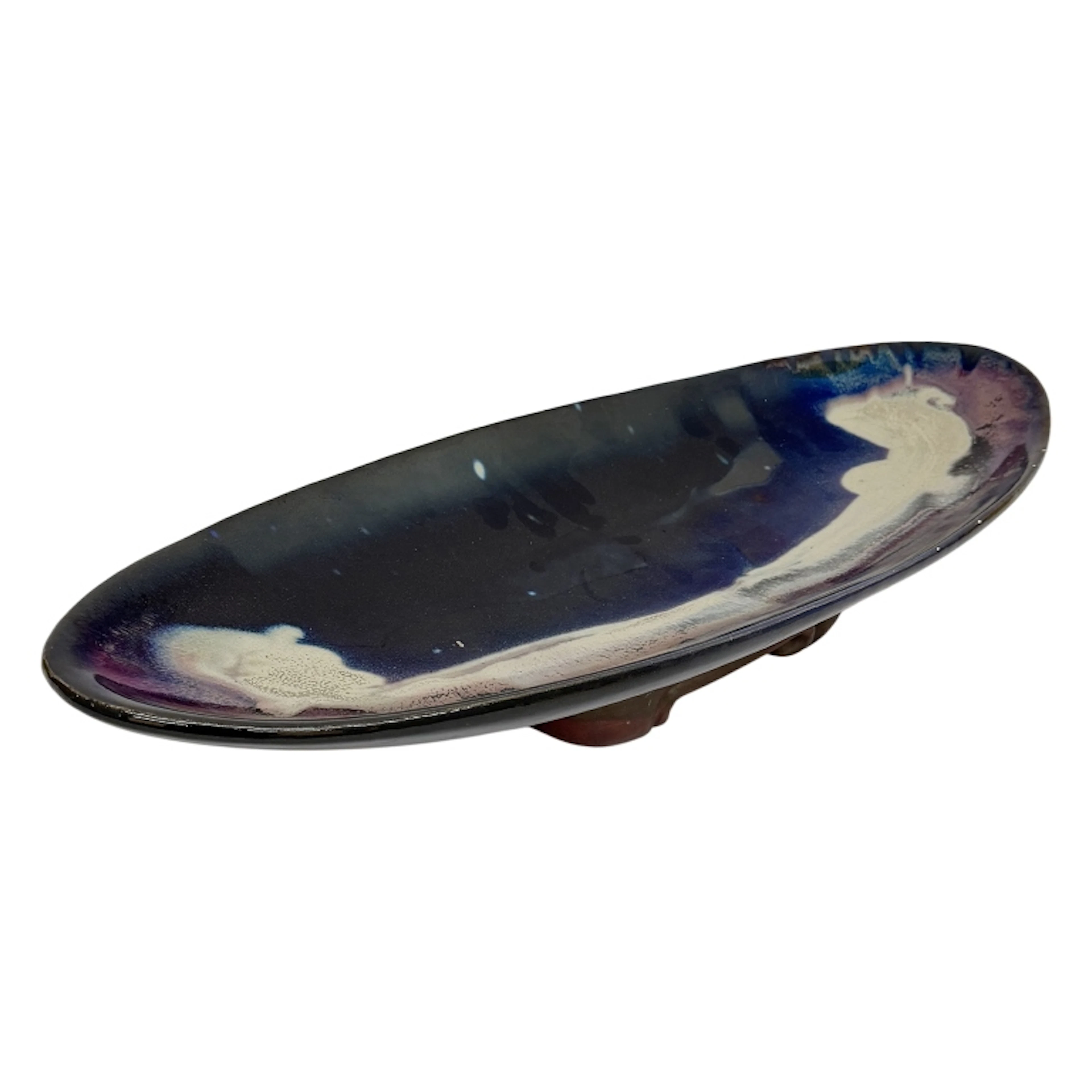 Signed MCM Studio Art Pottery Abstract Platter