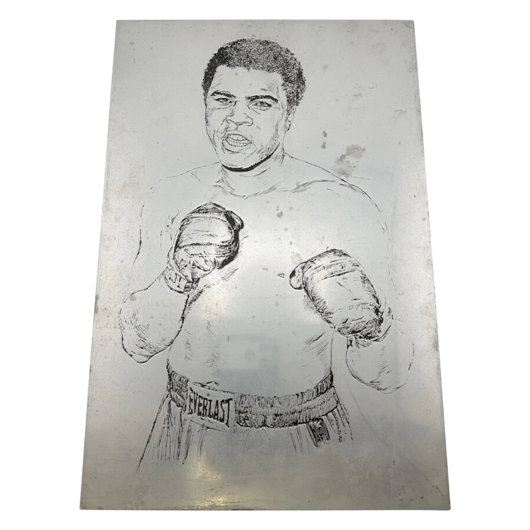 Muhammad Ali Etched Metal Art Illustration