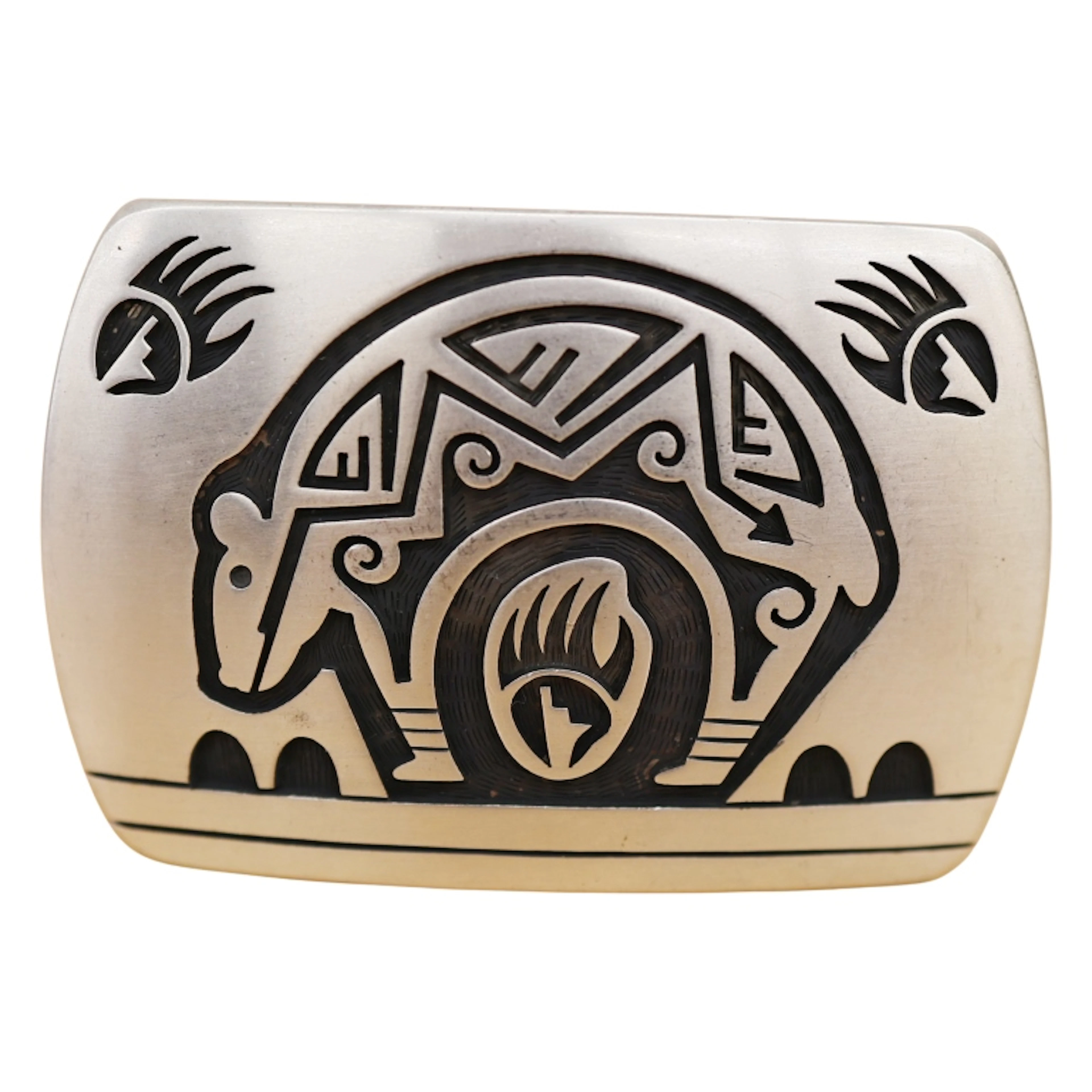 Signed GP Hopi Spirit Bear Sterling Belt Buckle