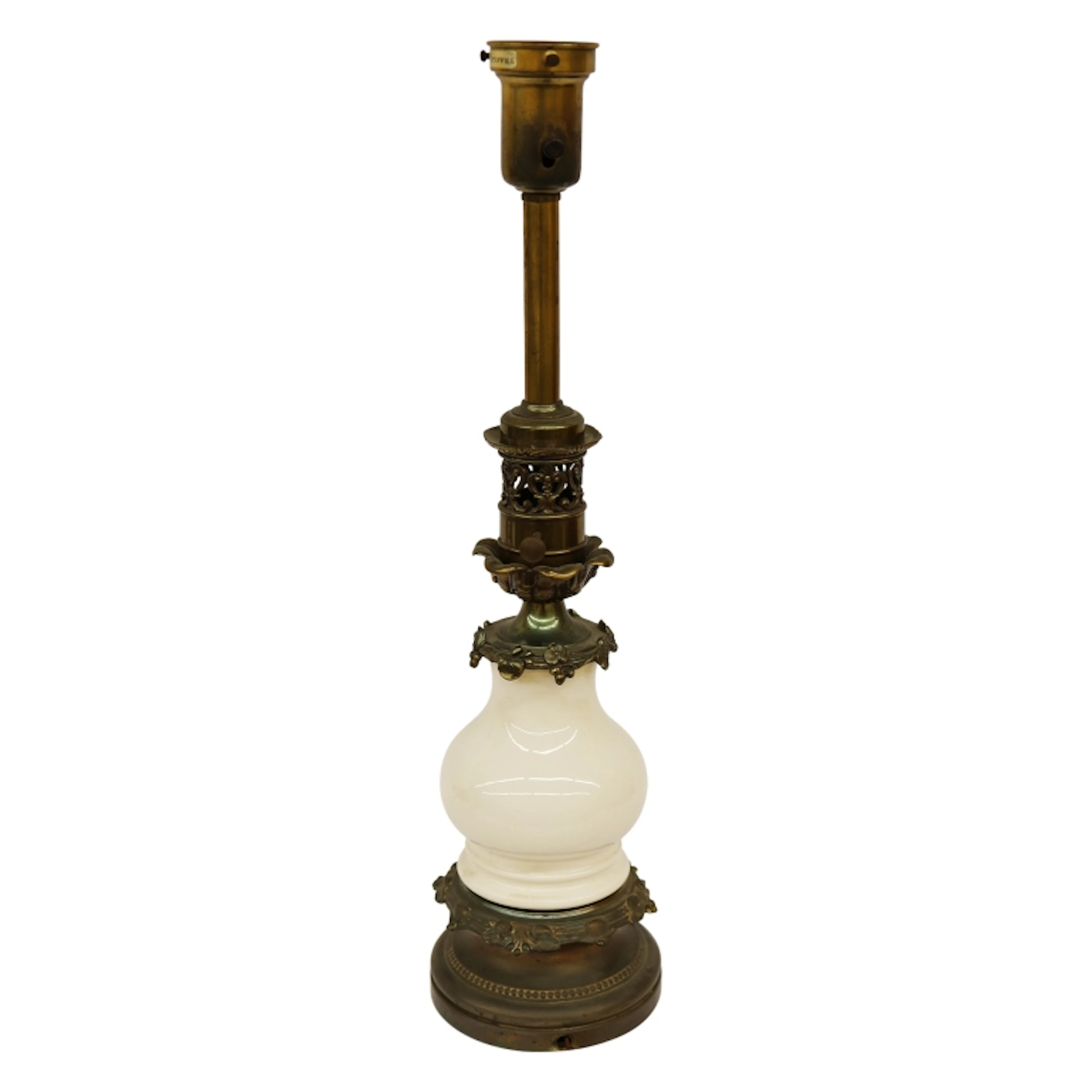 Stiffel Brass & Milk Glass Table Lamp
