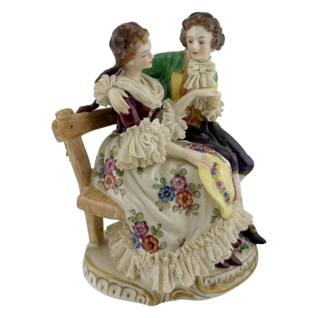 Volkstedt Dresden Lace Courting Couple
