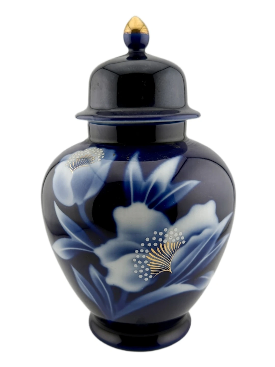 Japanese Cobalt Blue Porcelain Lidded Ginger Jar