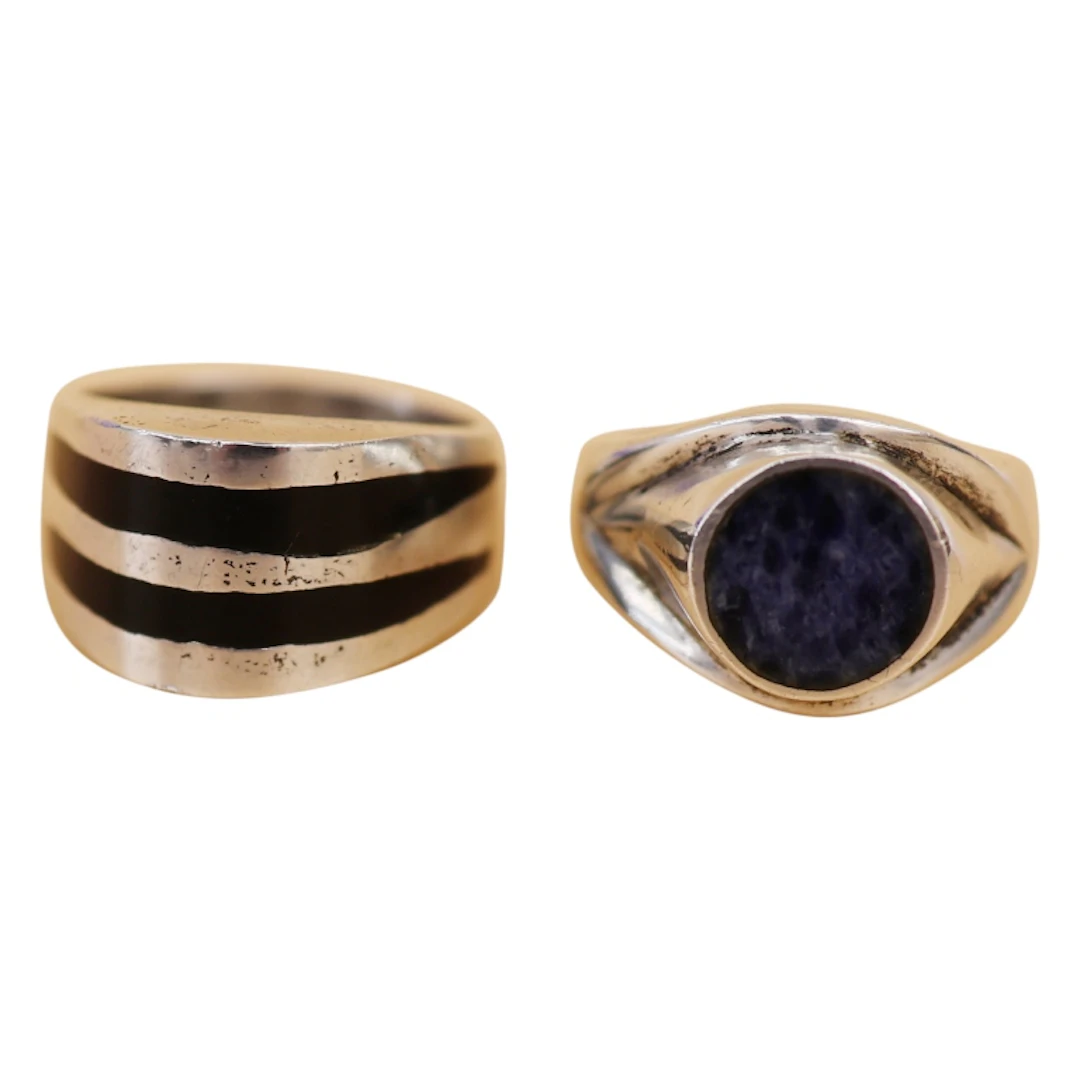 Sterling Inlaid Onyx & Lapis Men's Rings- Mexico